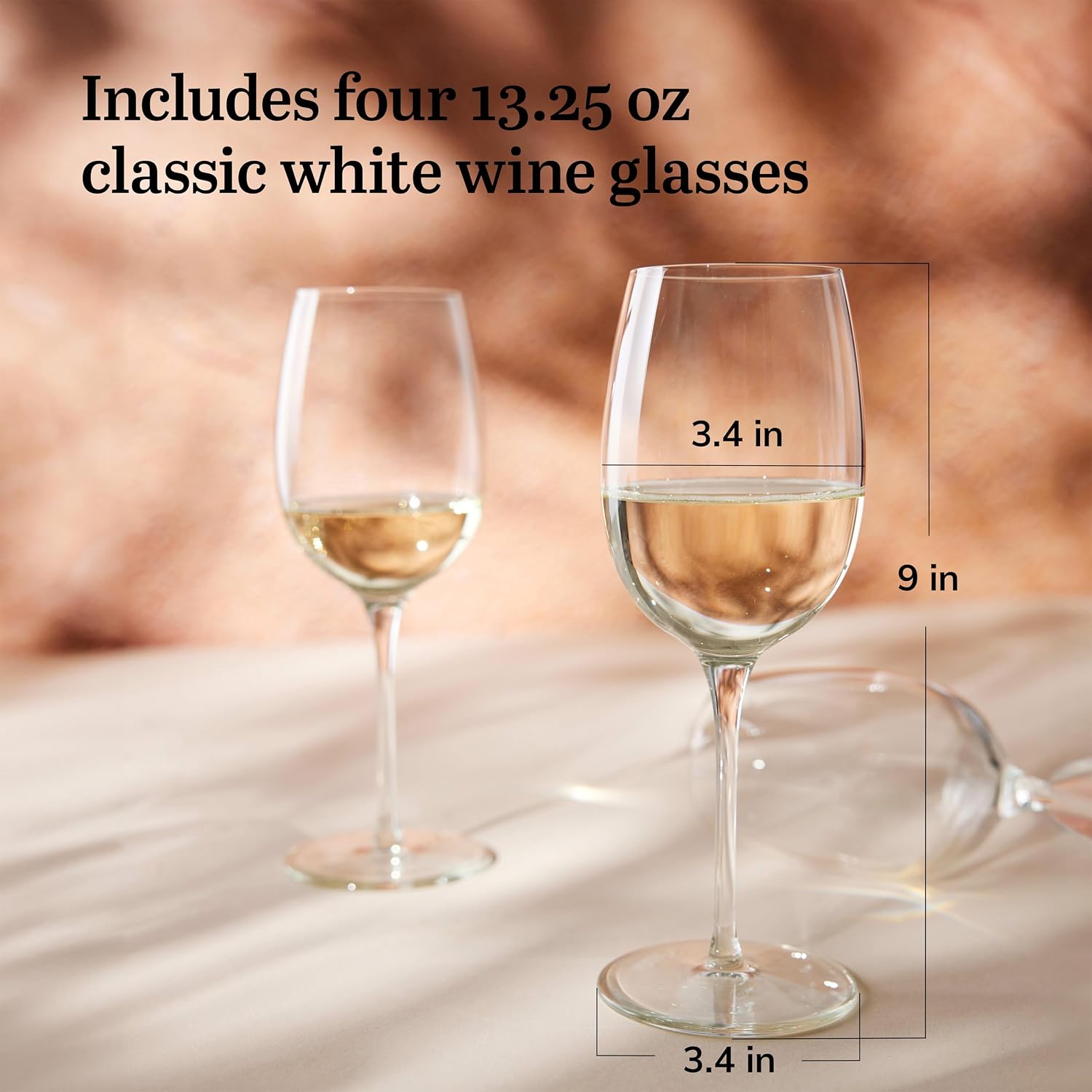 Libbey Signature Kentfield Estate All Purpose Wine Glasses Set of 4, Long Stem Wine Glasses for Red and White Wine, Perfect Glass Goblet Gift Set