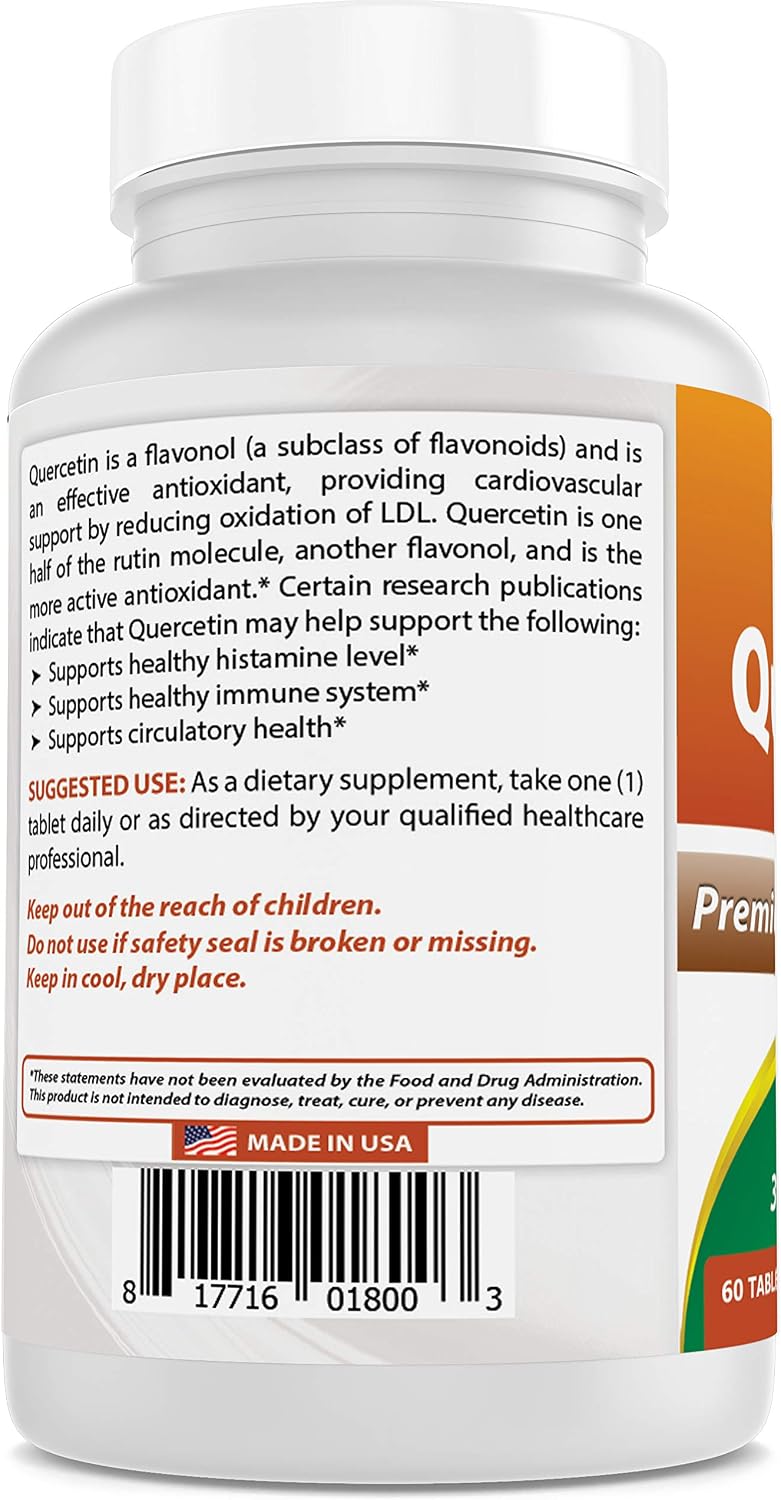 Best Naturals Quercetin 1000 mg Tablet - Immune Health - 60 Count