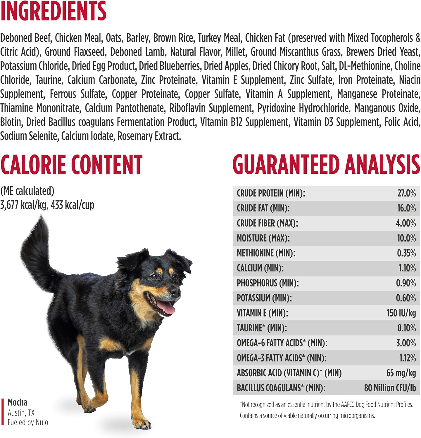 Nulo Frontrunner Dry Dog Food - Adult High-Protein Beef, Barley & Lamb Recipe, Natural Kibble with Ancient Grains, Probiotics, Taurine