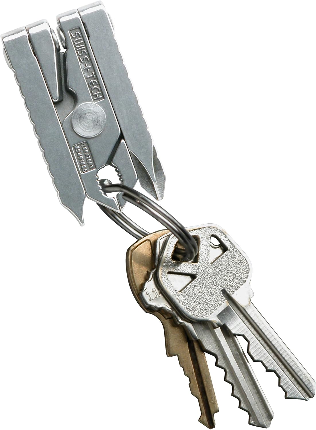 SWISS+TECH ST50022 Stainless Steel 6-in-1 Key Chain Multi Tool, Polished Finish (Single Pack)