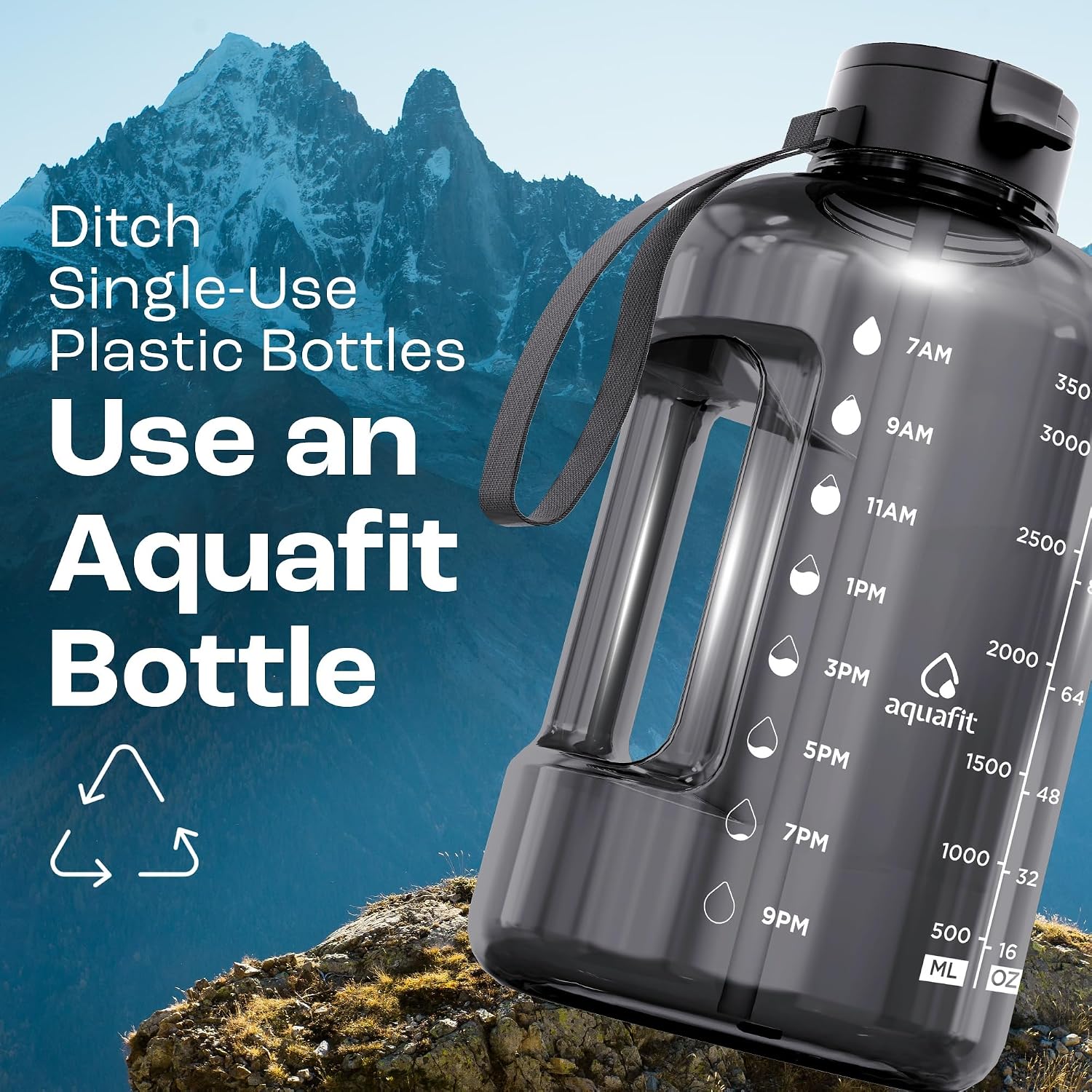 AQUAFIT 1 Gallon Water Bottle with Time Marker