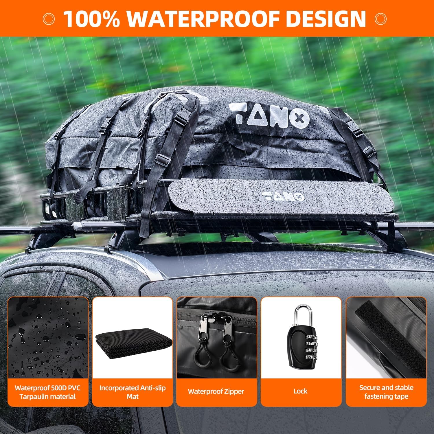 51" x 36" x 5" Roof Rack Cargo Carrier Basket with Waterproof Bag, Rooftop Cargo Carrier with Cargo Net & Ratchet Straps