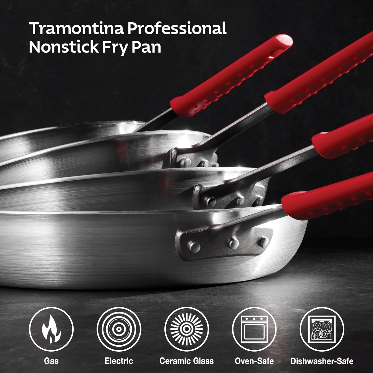 Tramontina Professional 8-Inch Non Stick Small Frying Pan | Heavy-Gauge Aluminum Skillet with Reinforced Nonstick Coating, Red Handle, Dishwasher and Oven Safe, Made in Brazil