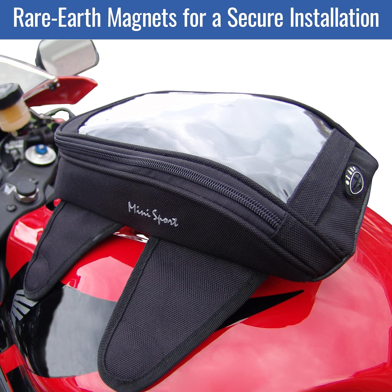 Mini Sport Magnetic Motorcycle Tank Bag for Securely Storing Essentials on Daily Rides | Low-Profile Design, Water-Resistant, UV-treated Polyester