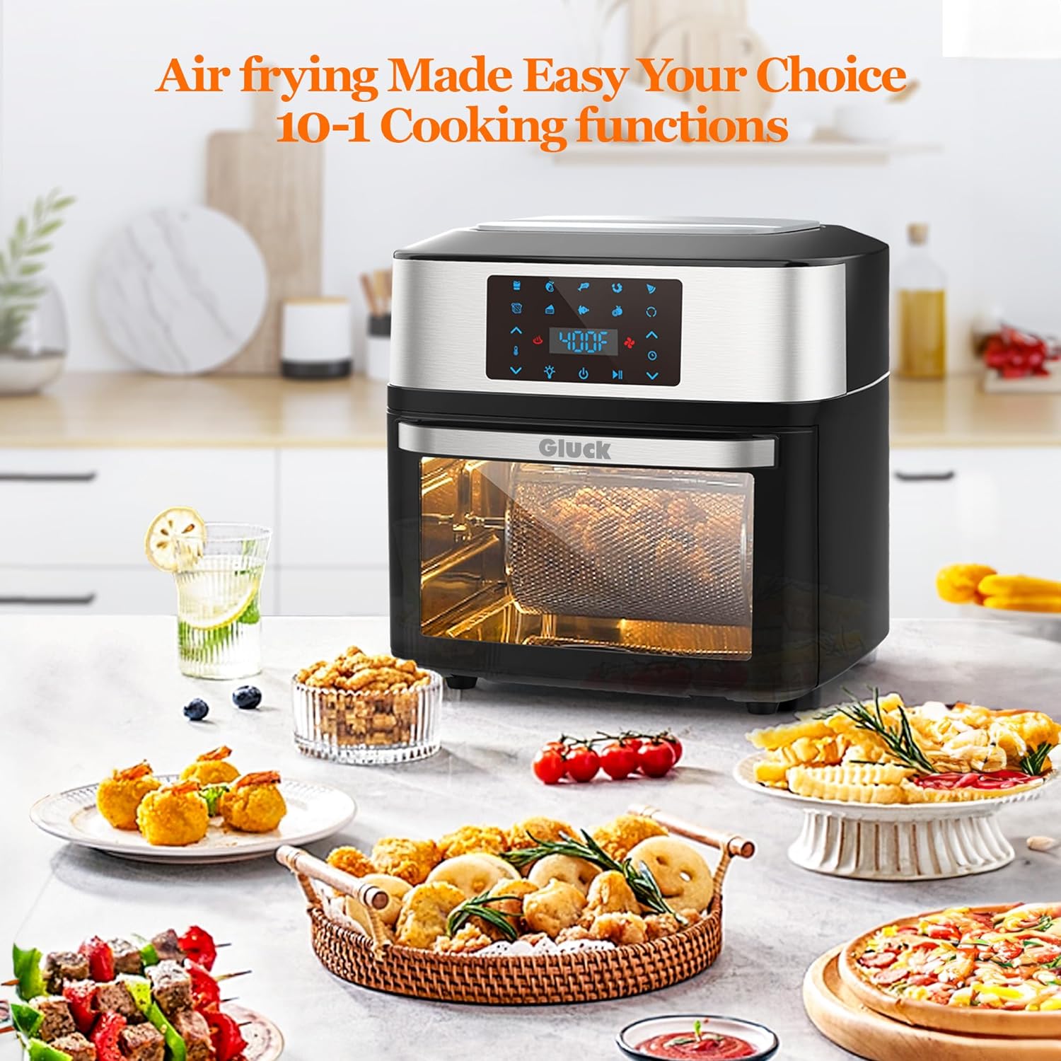 Air Fryer Oven Large 20 QT, Multifunctional 10-in-1 Airfryer Toaster Combo | Family Size, 3 Cooking Racks, Big Window, Rotisserie, Dehydrate, Bake