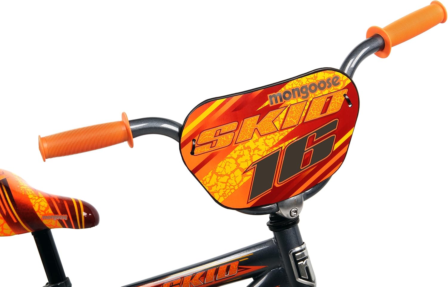 Mongoose Skid Bike, 16 Inch Bike for Kids Ages 3-7, BMX Style, Adjustable Seat Grows with Your Child, Mag Wheels, Training Wheels, Rear Coaster Brake