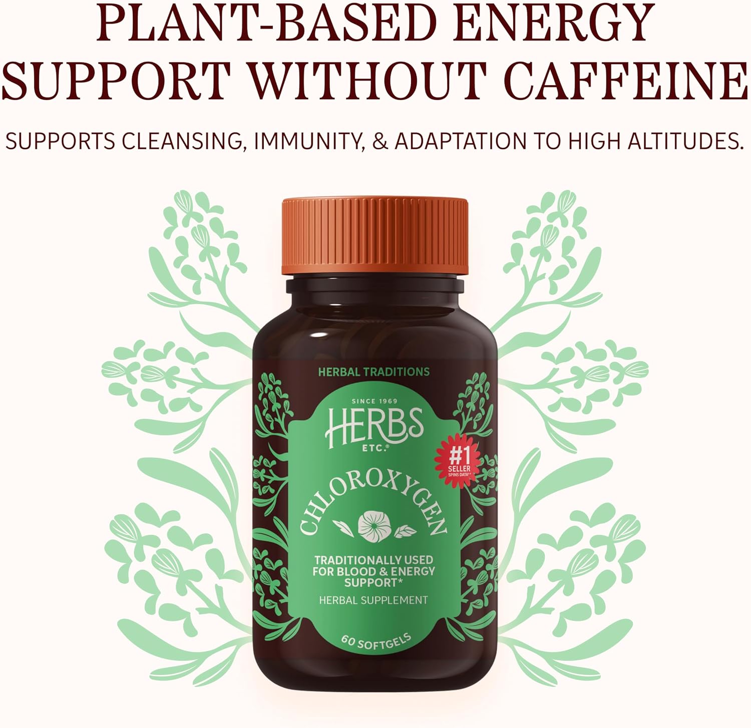 Herbs Etc. ChlorOxygen Chlorophyll Concentrate Softgels - High-Potency Chlorophyll for Detoxification Support - Deodorizing - Skin, Gut & Energy Support - 60 Count (60 Servings)