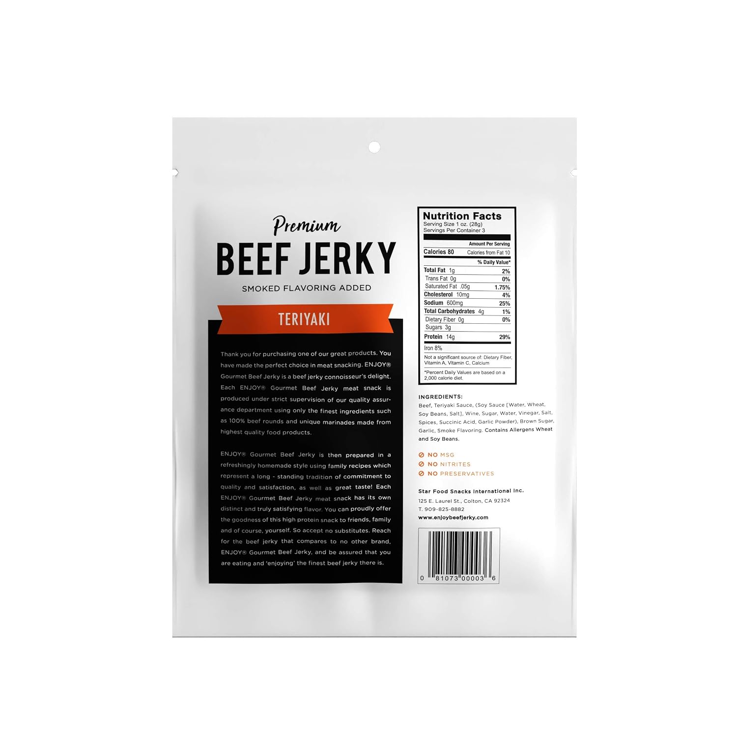 Enjoy Peppered Beef Jerky 8 oz (Pack of 1) | High Protein | No Nitrites