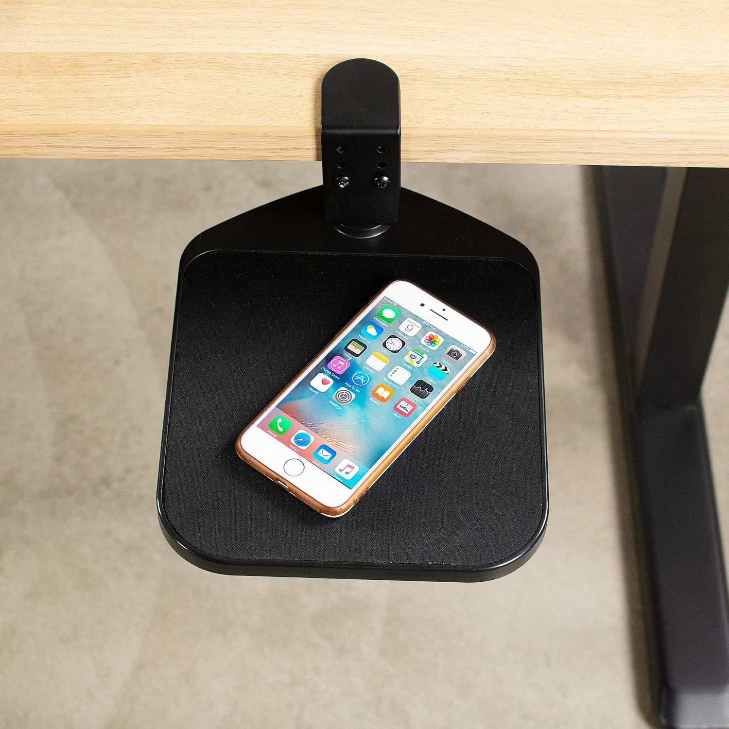 VIVO Black Clamp-on Mouse Pad Holder Platform, MOUNT-MS01A | Adjustable Under Desk 360° Rotating Tray Rest Extension Attachment