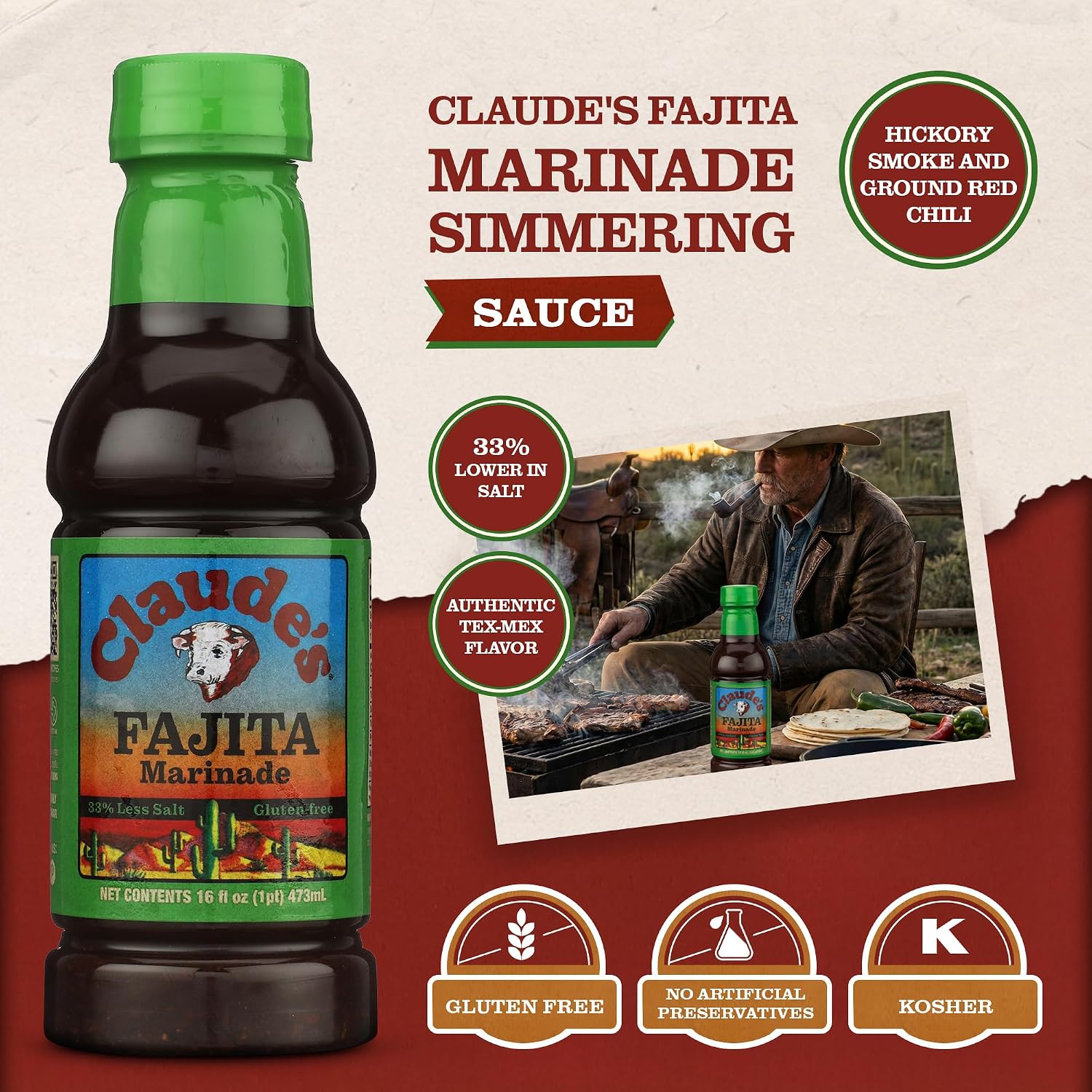 Claude's BBQ Brisket Marinade Sauce, Gluten Free Texas Style, 128 oz | Restaurant-size gallon of smoky Texas tenderizing brisket marinade - all natural & gluten free.