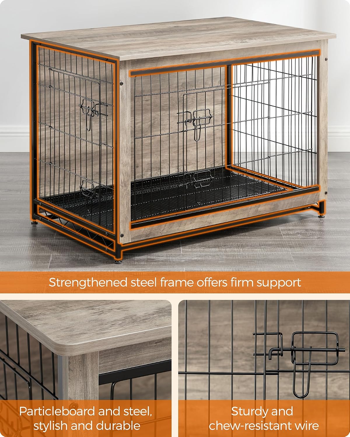 Feandrea 27.2" Dog Crate Furniture, Indoor Dog Kennel Side End Table