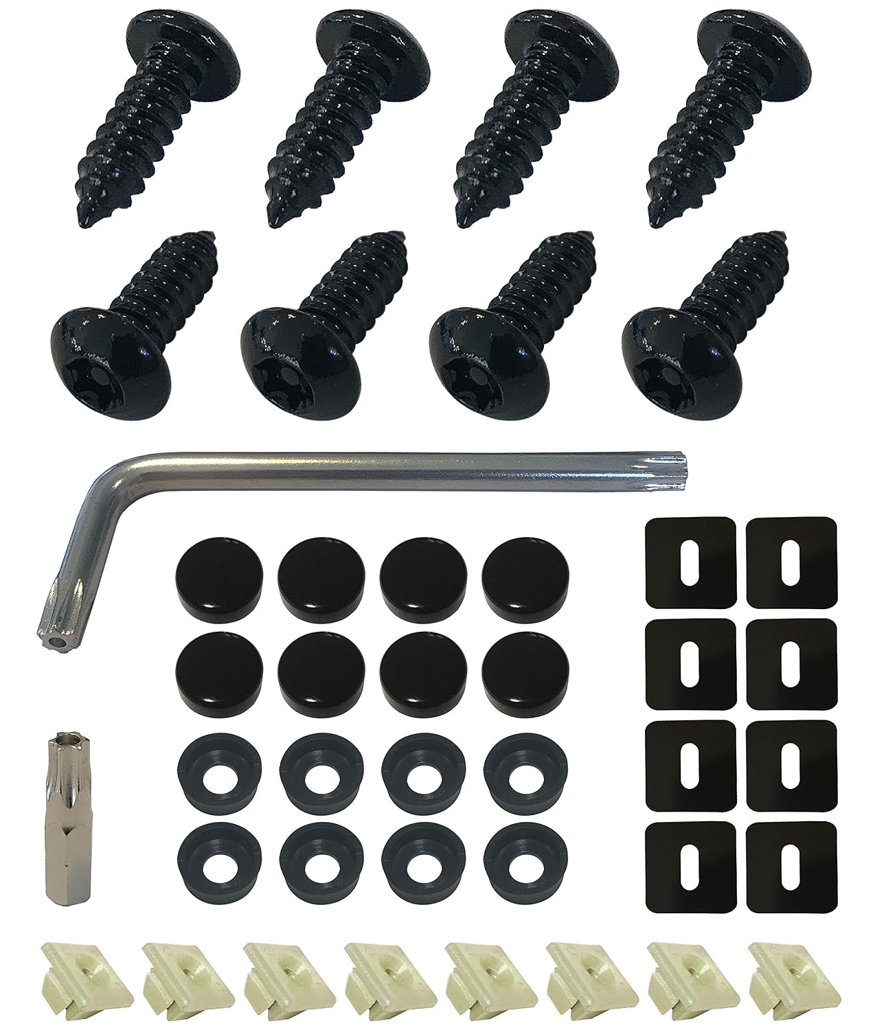 OttoSpeed Anti-Theft Security Screws for License Plate - Rustproof Fastener with Theft-Proof Black Stainless Steel Screws, Nylon Screw Inserts