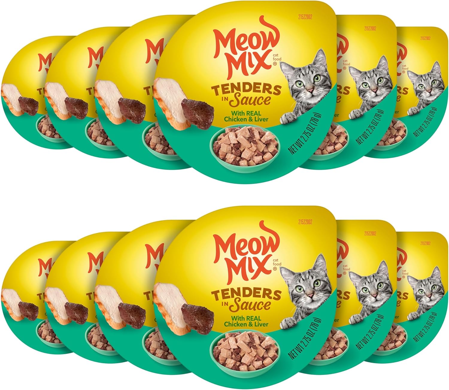 Meow Mix Tenders in Sauce, Wet Cat Food with Tuna & Whole Shrimp, 12 Cups