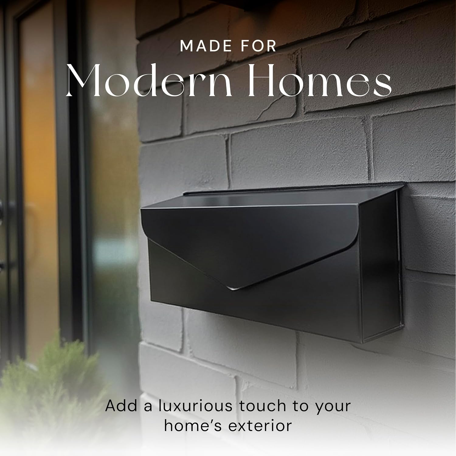 NACH Black Envelope Wall Mount Mailbox, Rust Resistant Metal Mailbox, Black Mailbox Wall Mount, Mailboxes for Outside Wall Mount, Outdoor Mailboxes, Wall Mailbox, 14.1 x 3.5 x 6 Inches, MB-6915BLK