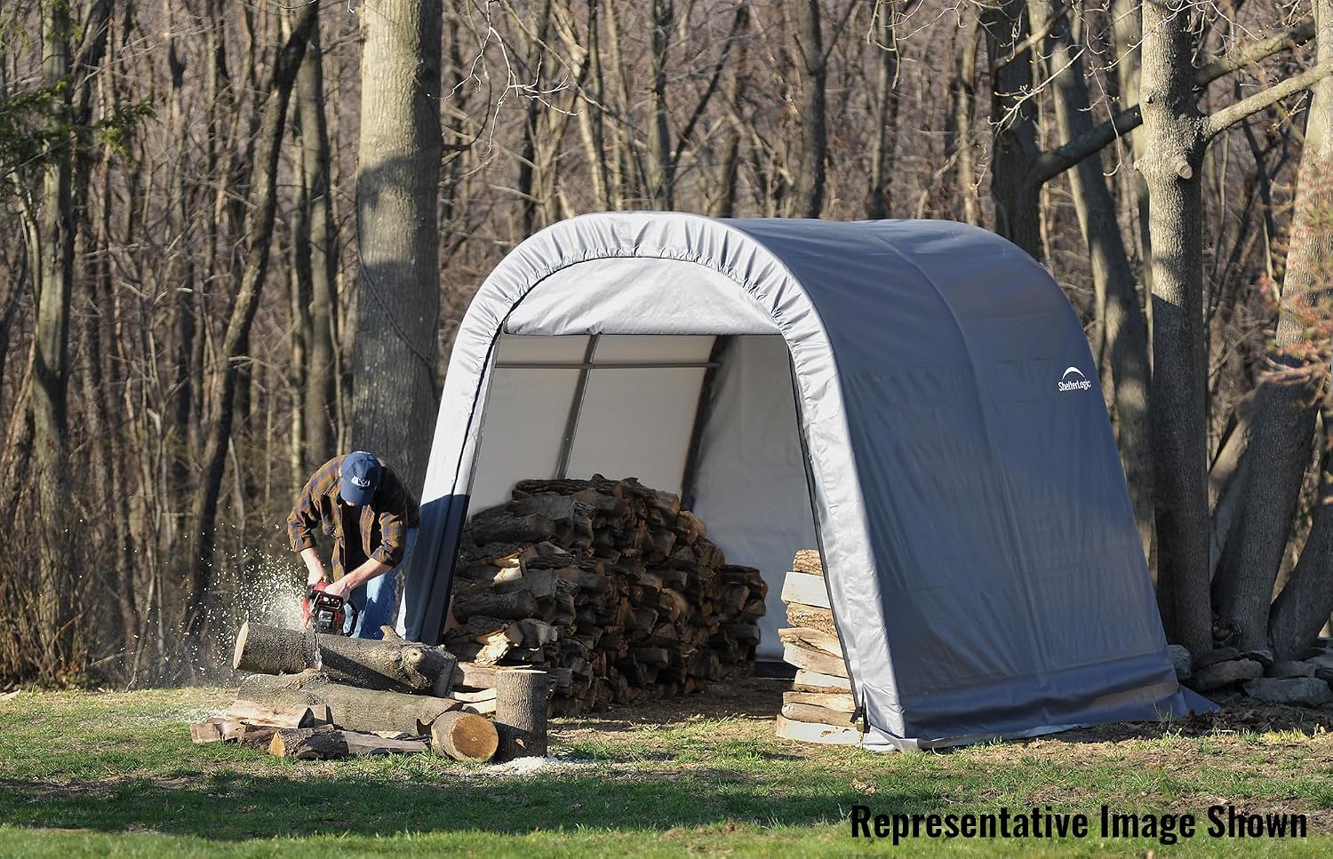 ShelterLogic 77813 Grey 10'x12'x8' Round Style Shelter