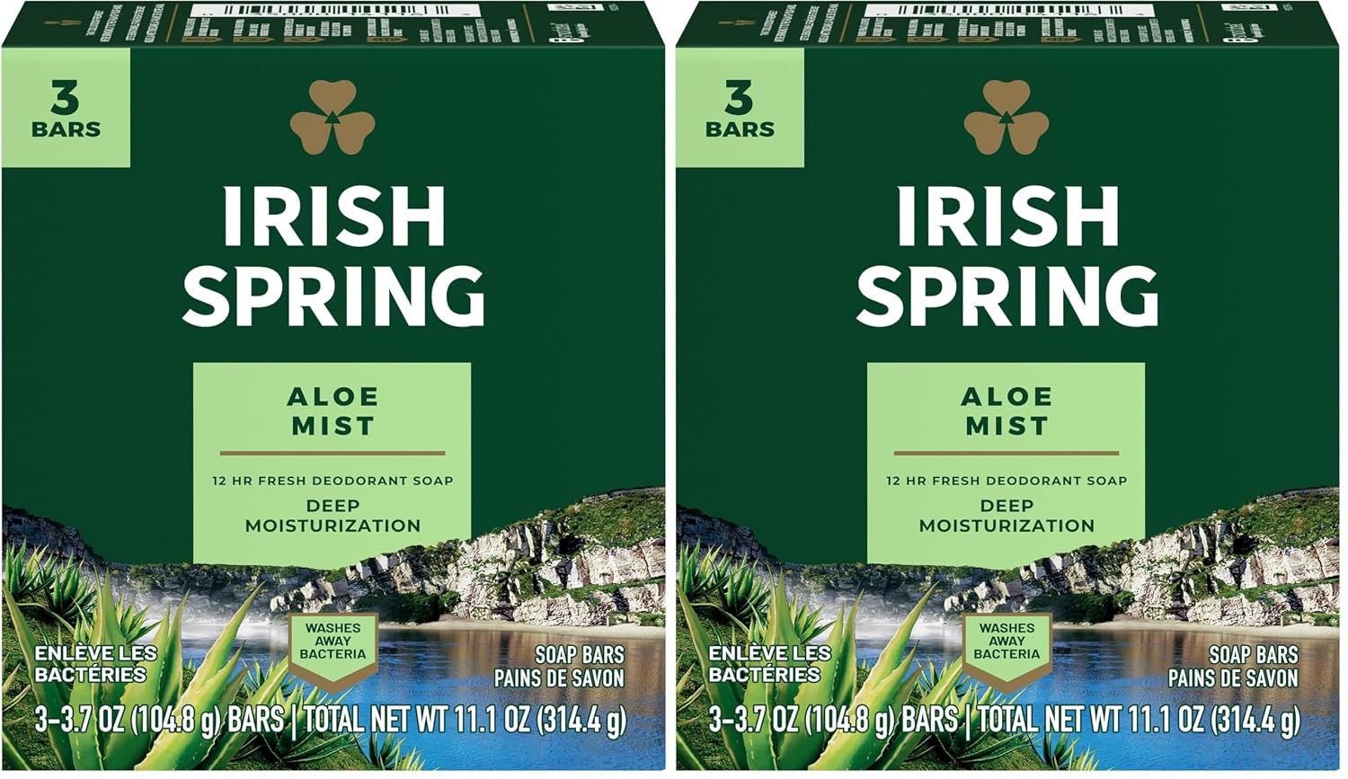 Irish Spring Irish Spring Aloe Deodorant Soap Bar, 3 Ea, 3count