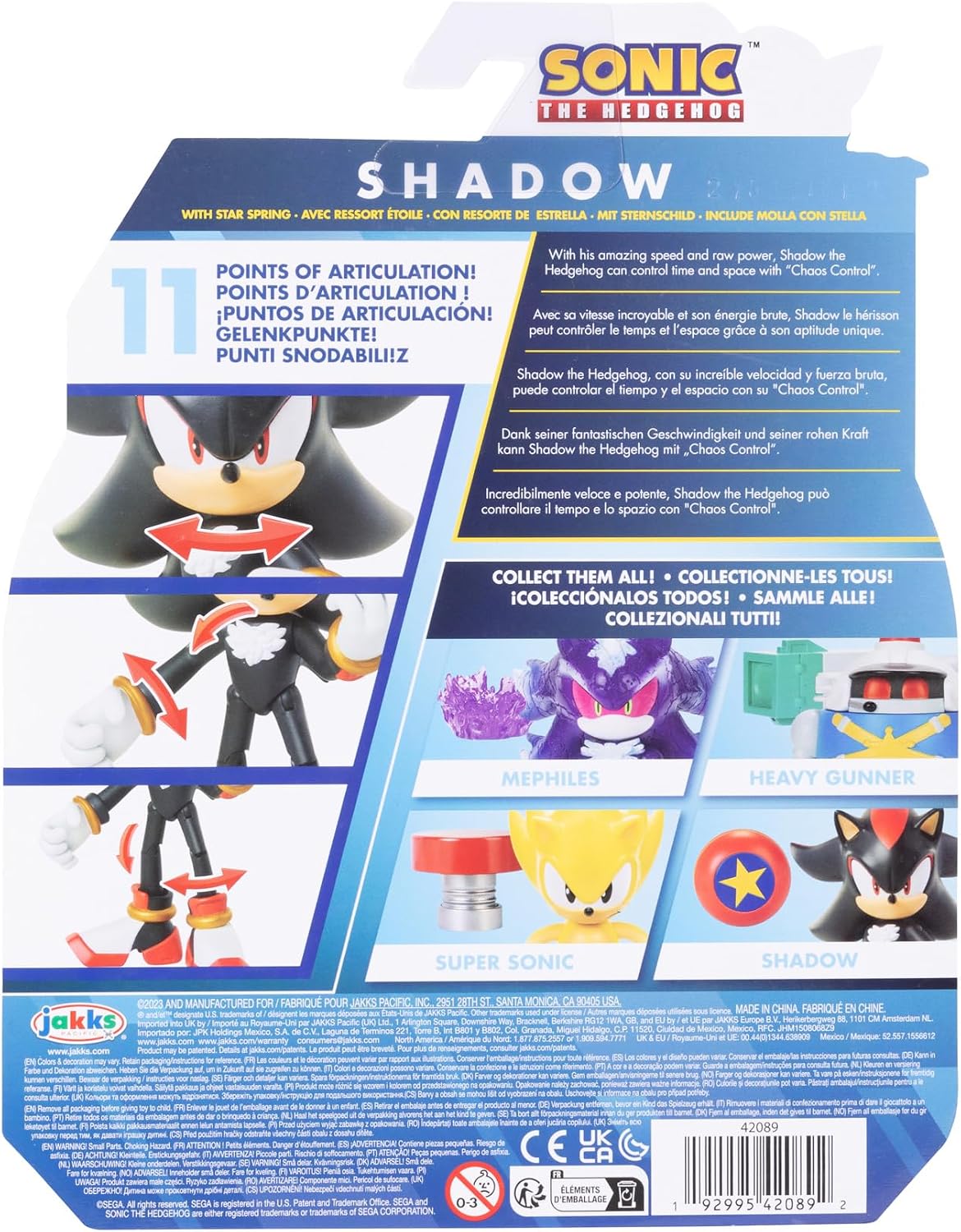 Sonic the Hedgehog 4-inch Shadow Action Figure with Star Spring Accessory. Ages 3+ (Officially licensed by Sega)