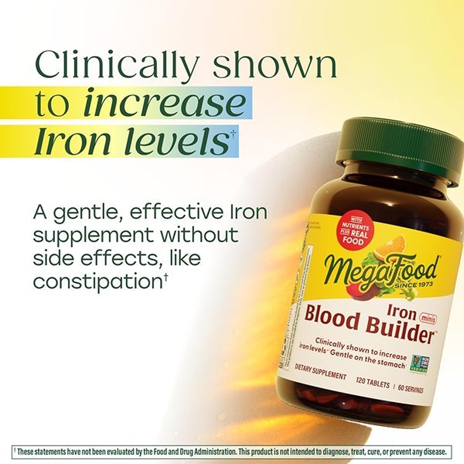 MegaFood Blood Builder Iron Supplement, Energy Support, 72 Mini Tablets