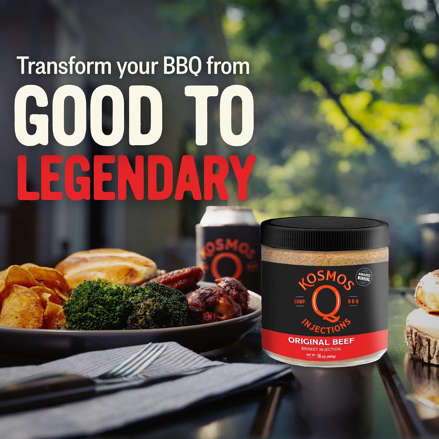 Kosmos Q Reserve Blend Brisket Injection, Premium Beef BBQ Marinade for Tender & Juicy Brisket, Phosphate-Enhanced for Moisture Retention, Competition-Grade Seasoning, Gluten Free, 16 Oz Jar