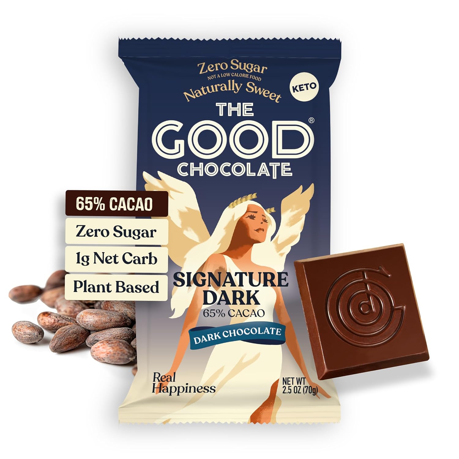THE GOOD CHOCOLATE – Dark Chocolate Bars with Zero Sugar & Lower Net Carbs – Keto Chocolate Bar with Lower Calories, All Natural and Non-GMO Keto Snacks, 2.5 oz (6 Bars Value Pack)