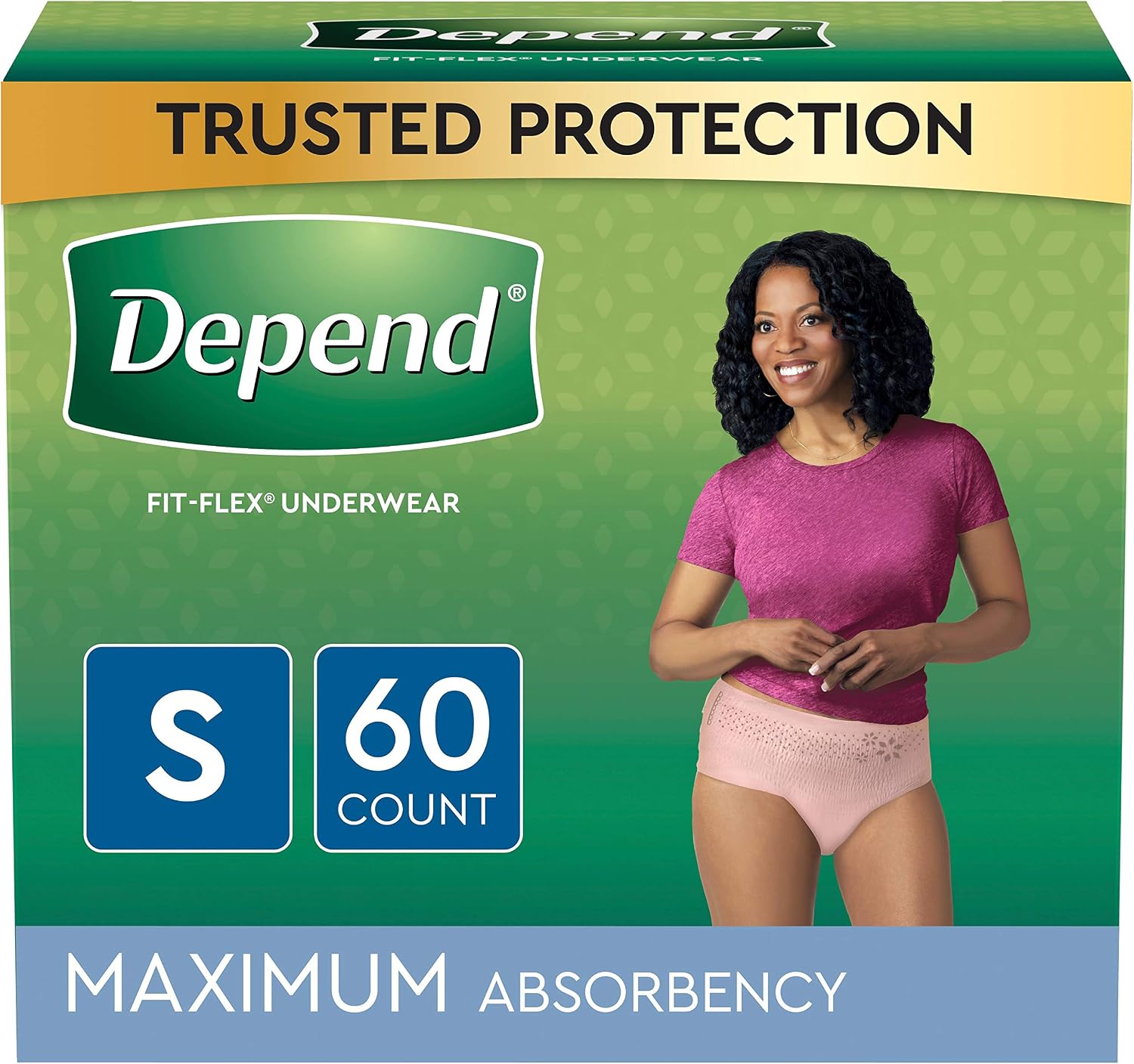Depend FIT-FLEX Incontinence Underwear for Women, Disposable, Maximum Absorbency, Large, Blush, 52 Count (2 Packs of 26) (Packaging May Vary)