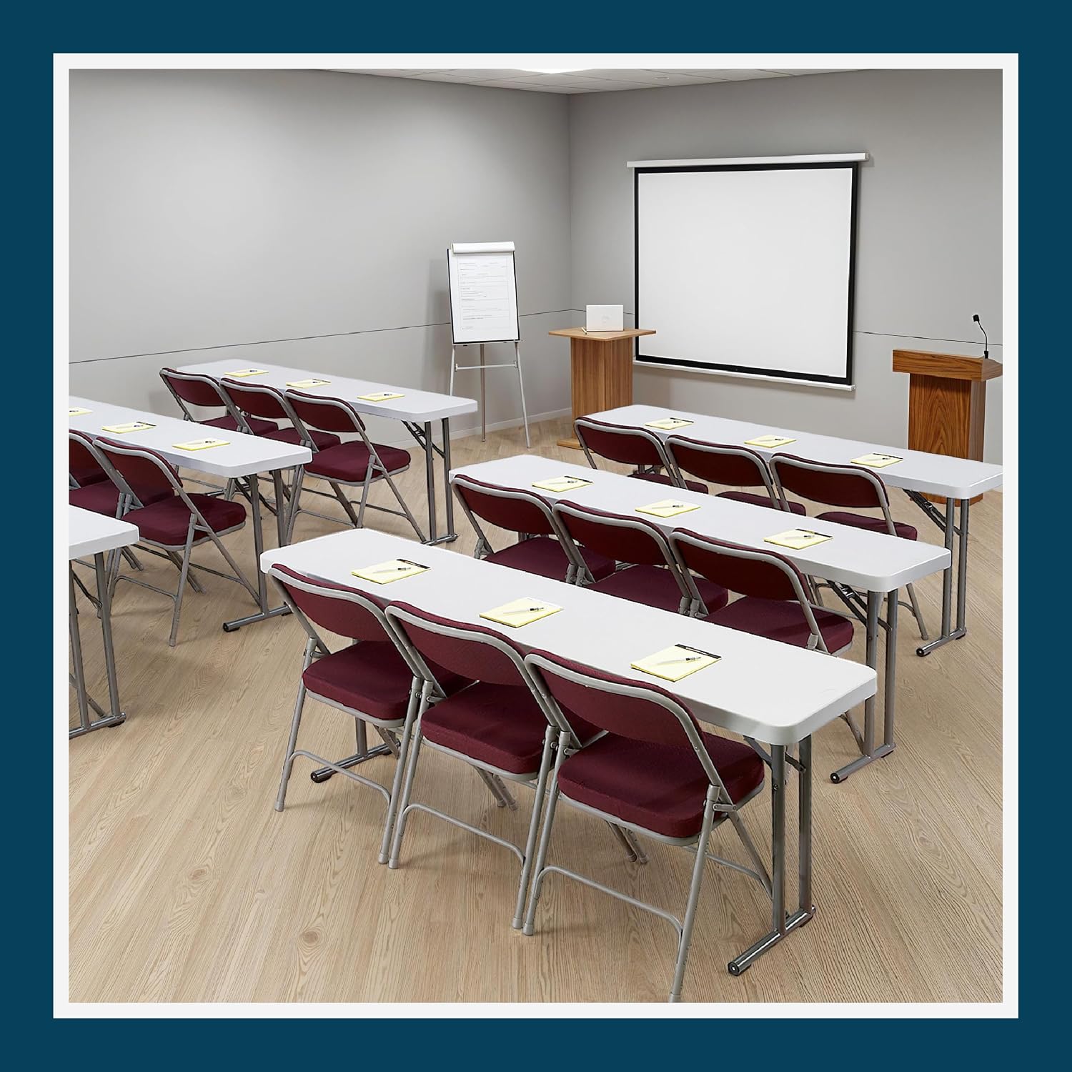 OEF Furnishings OEFBT-SEM1860 Commercial-Grade Premium Industrial Seminar Folding Table with Thick Blow-Molded Top and 16-Gauge Cantilever Steel