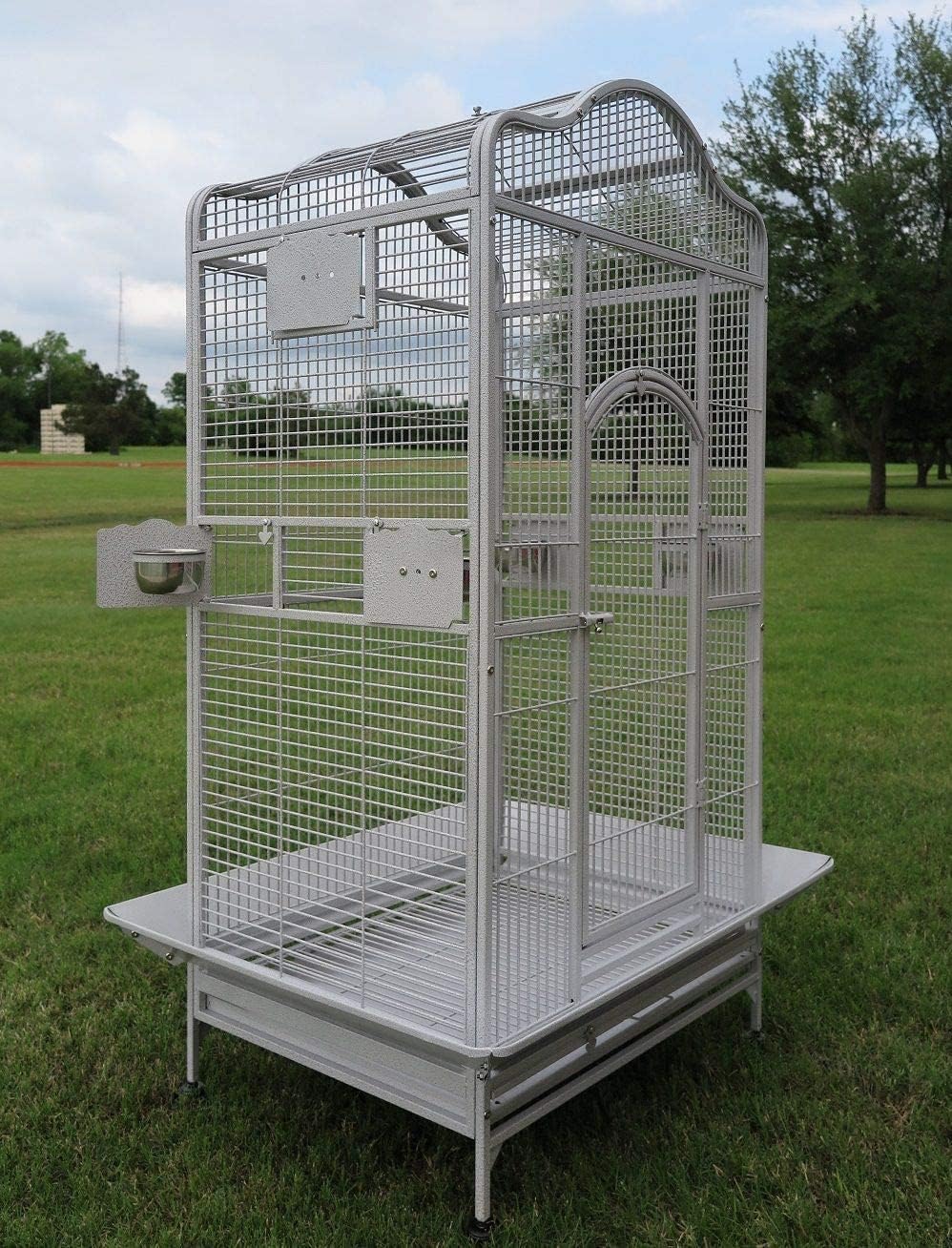 Extra Large Wrought Iron Open/Close Play Top Bird Parrot Cage, Include Metal Seed Guard Solid Metal Feeder Nest Doors Overall Dimensions: 35.25" Wx29.5"x62"H(with Seed Skirt)