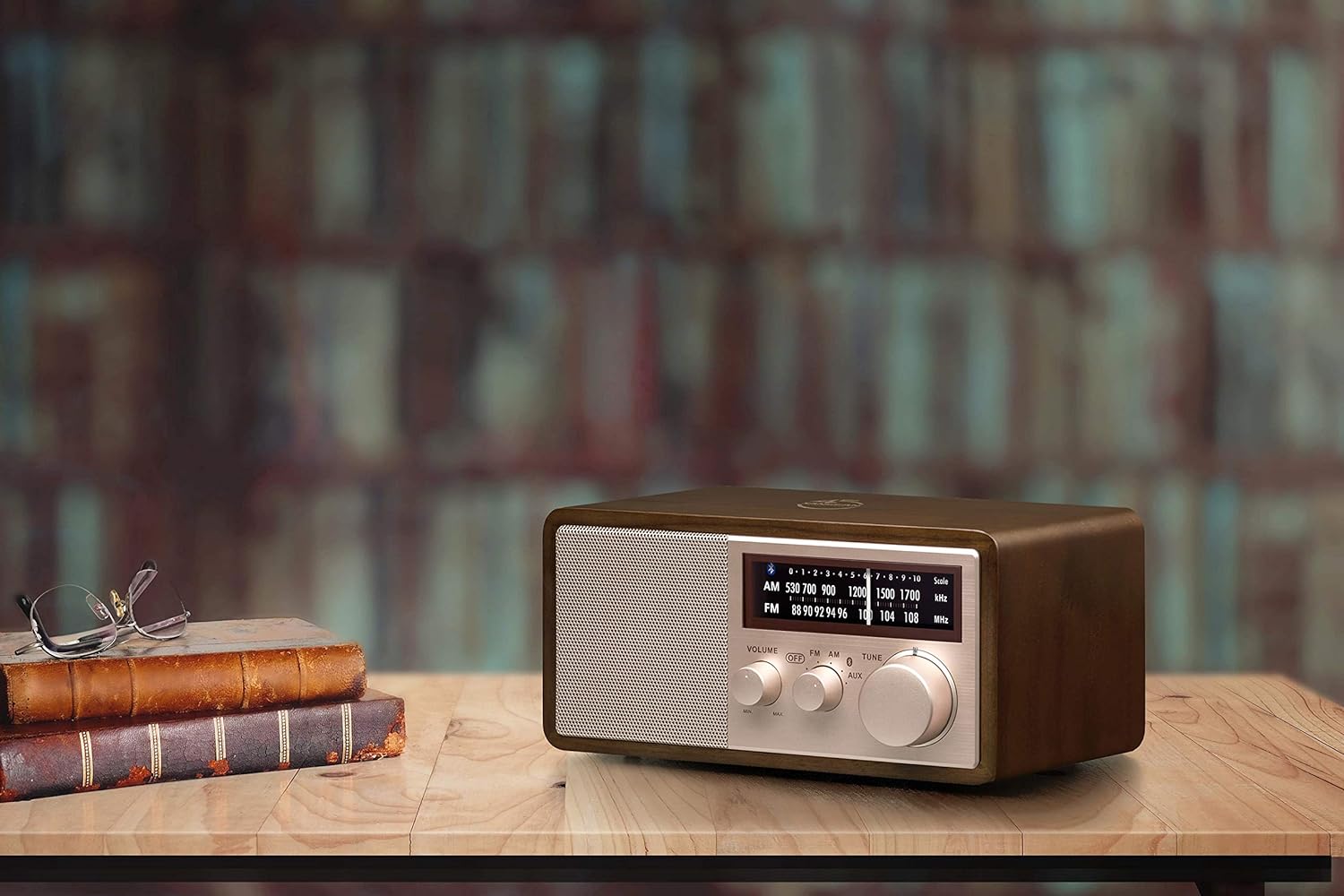 Sangean WR-16 AM/FM, Aux-in, Bluetooth, Wooden Cabinet Radio