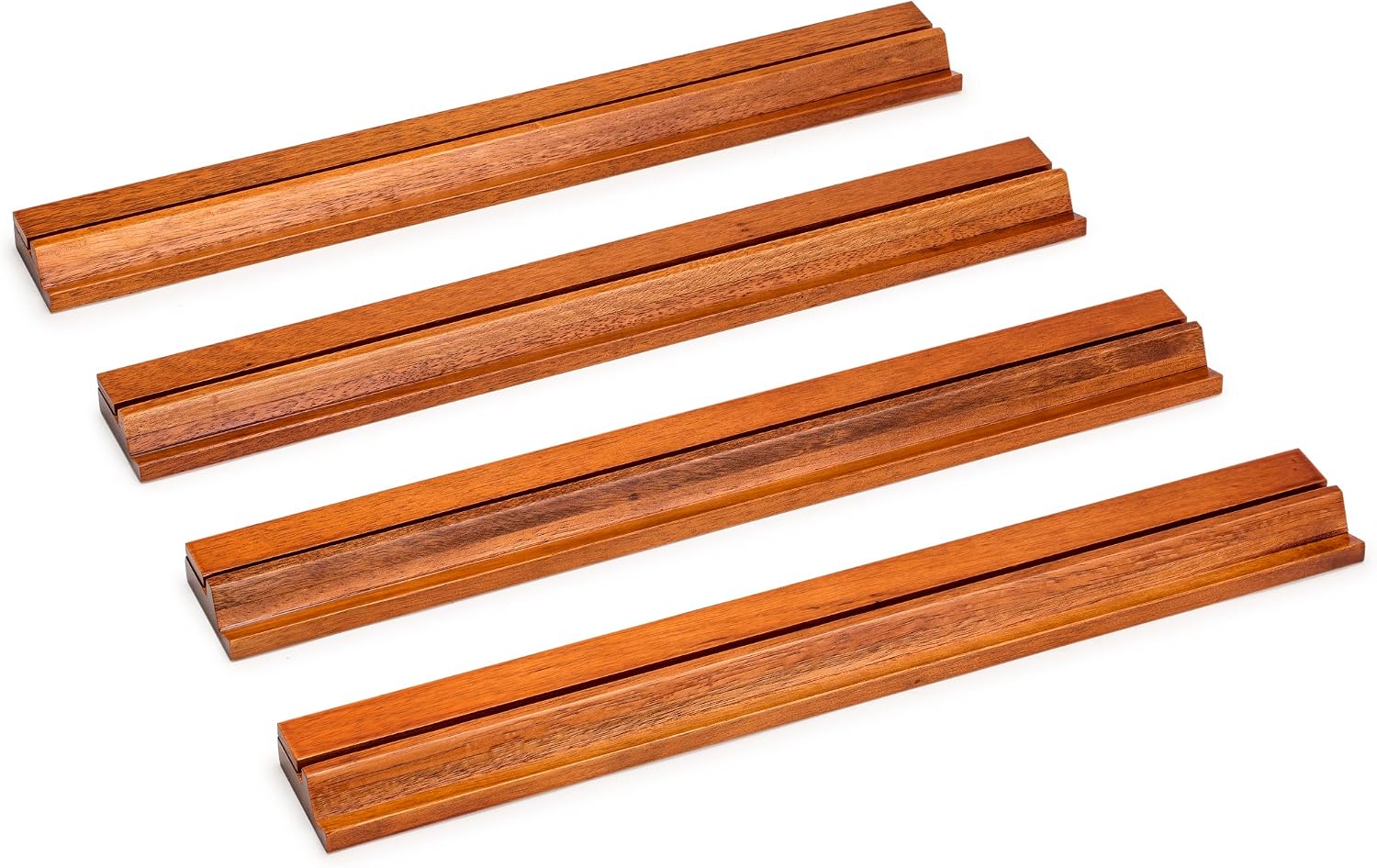 Yellow Mountain Imports Classic Chestnut Color Wooden Mahjong Game Racks with Pushers, 18 Inches - Set of 4 (Includes Magnetically Attached Mahjong Pushers)
