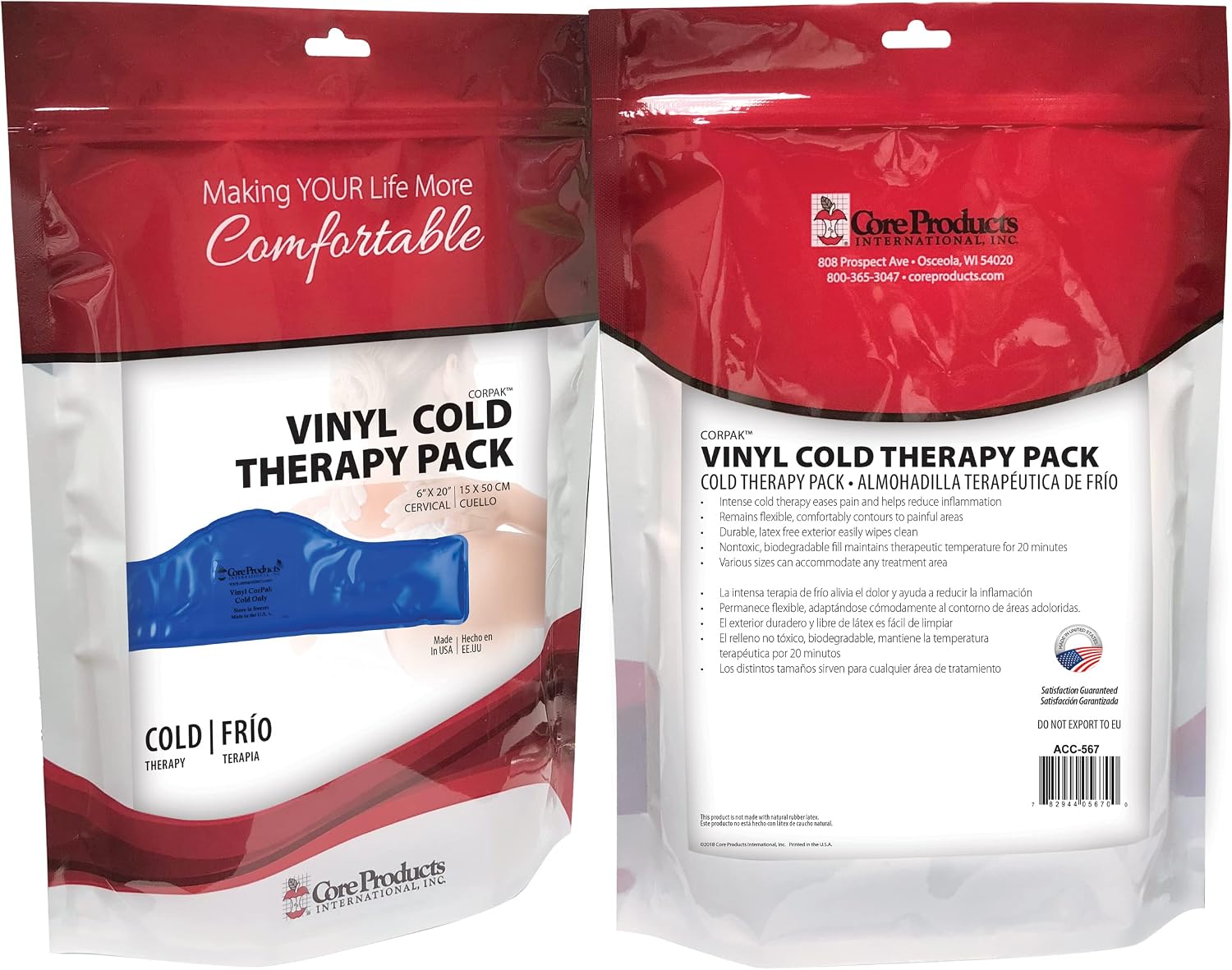 Core Products Flexible Vinyl Intense Cold Pack for Neck, Shoulders & Back - 11" X 15"