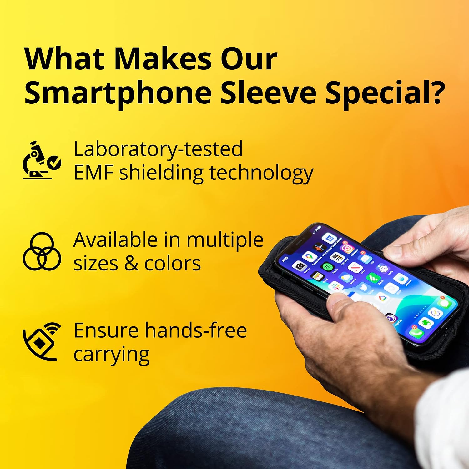 SYB Shield Your Body Anti Radiation Cell Phone Pouch, Cell Phone Sleeves for Blocking EMF, Radiation Blocker for Cell Phone, Black, XL, for Phones Up to 3.25-inches Wide (7 x 4.25 Inches Pouch Size)