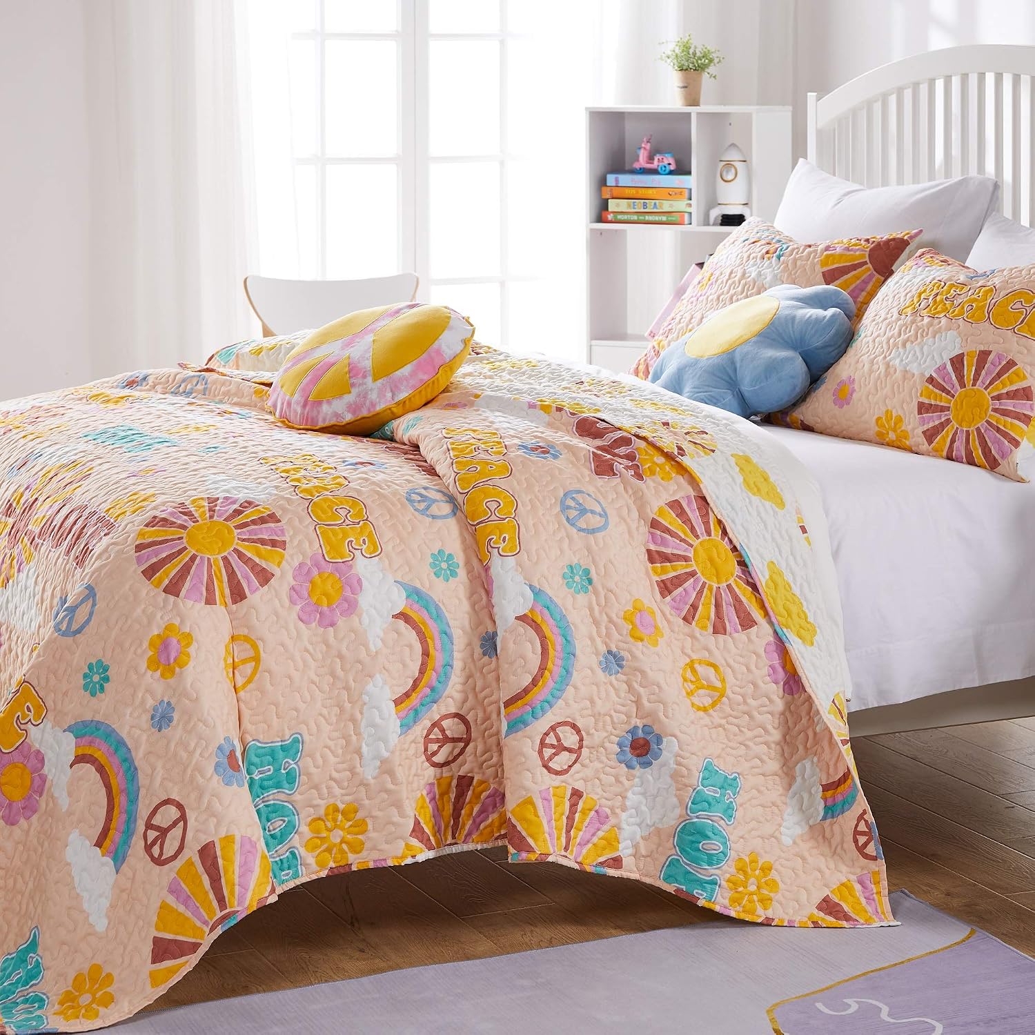 Greenland Home Fashions Ultra-Soft, Reversible, Brushed Microfiber Quilt Set, 3-Piece Full/Queen, Misty Bloom