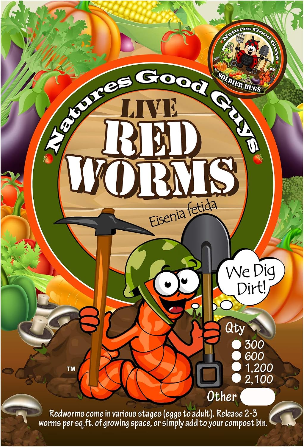 Live Redworms Composting Red Worms - 1,200 Red Wigglers
