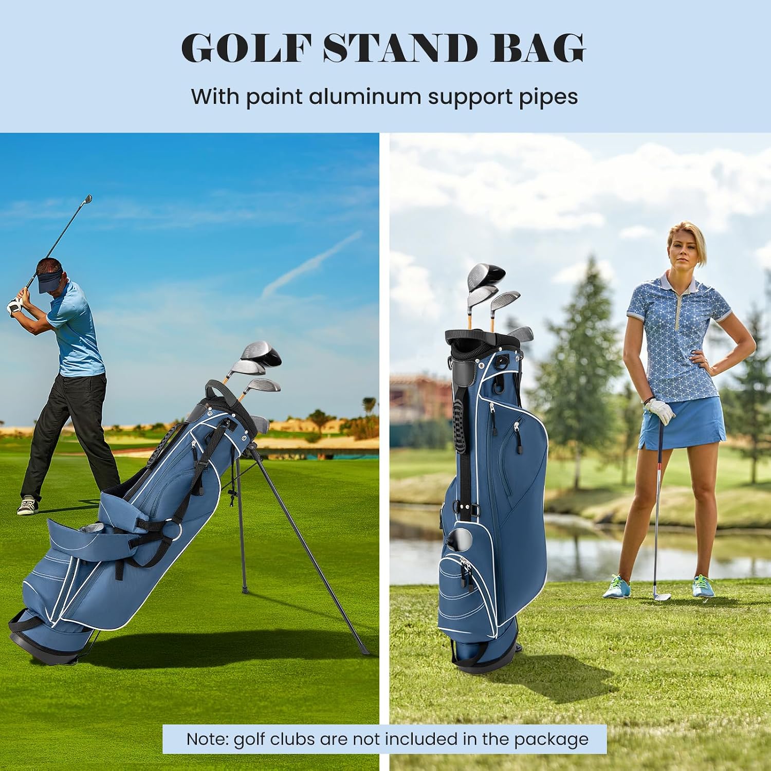 Tangkula Golf Stand Bag, Lightweight Organized Golf Bag, Easy Carry Shoulder Bag with 4 Way Dividers and 4 Pockets for Extra Storage