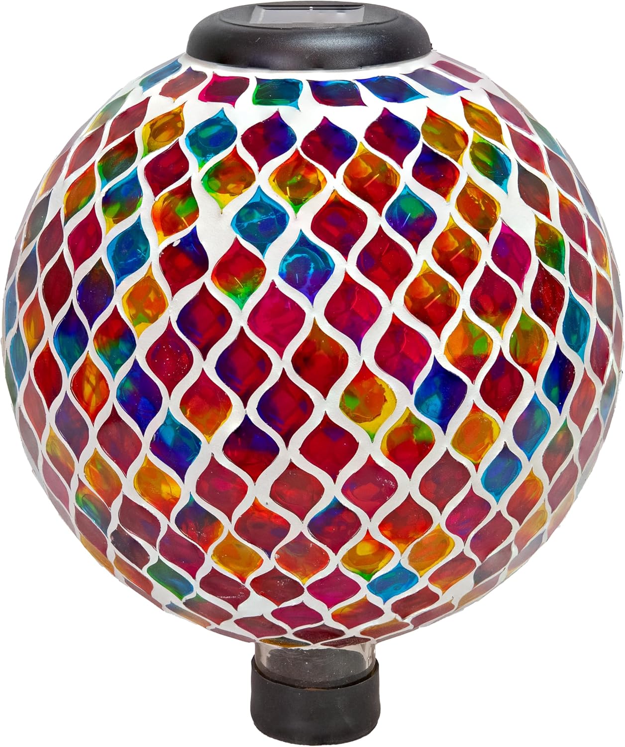 Sunnydaze Solar Gazing Ball for Garden, Mosaic Cool Blooms