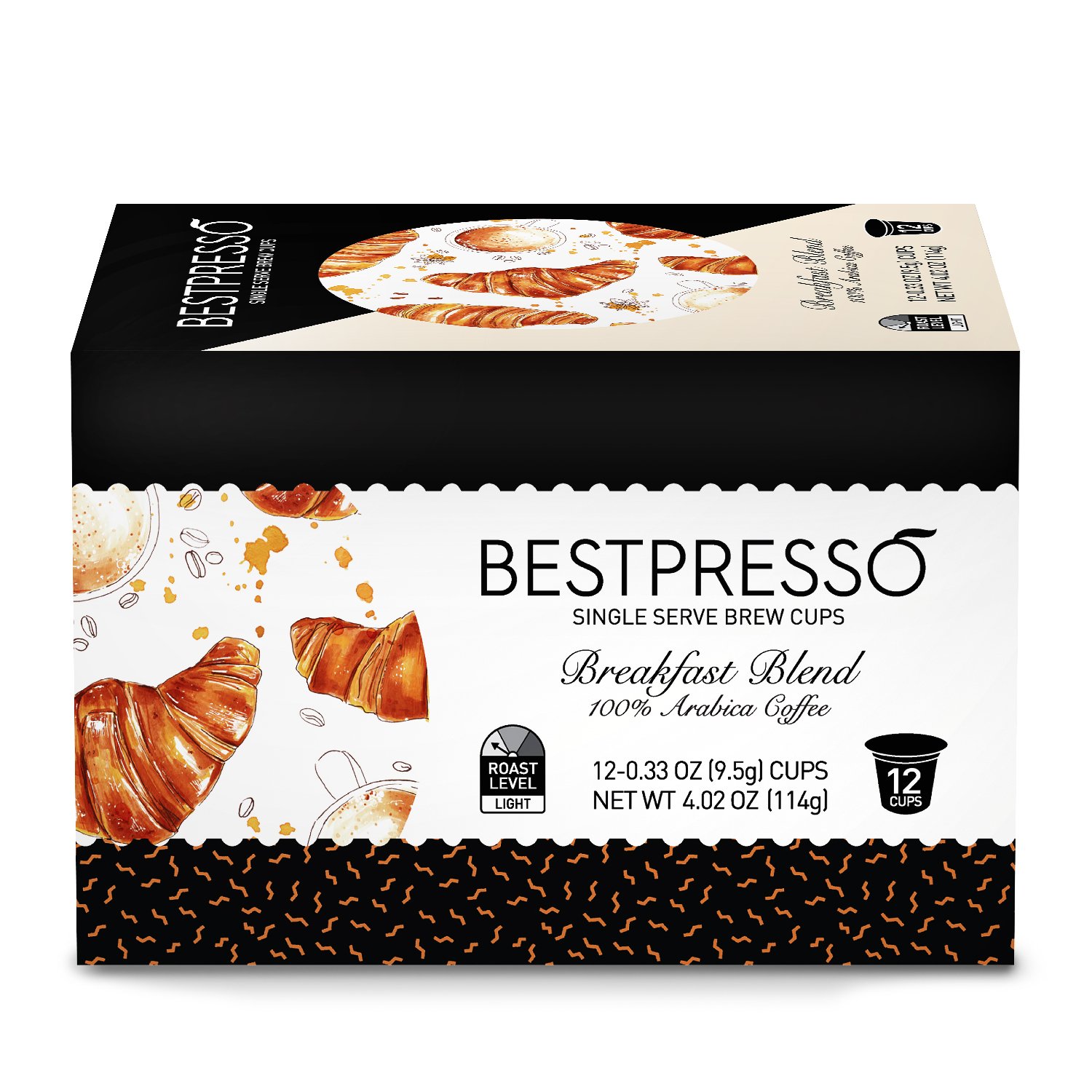 Bestpresso Coffee, Donut Shop Medium Roast Single Serve K-Cup Pods, 96 Count (Compatible With 2.0 Keurig Brewers) 8 Packs Of 12 Cups