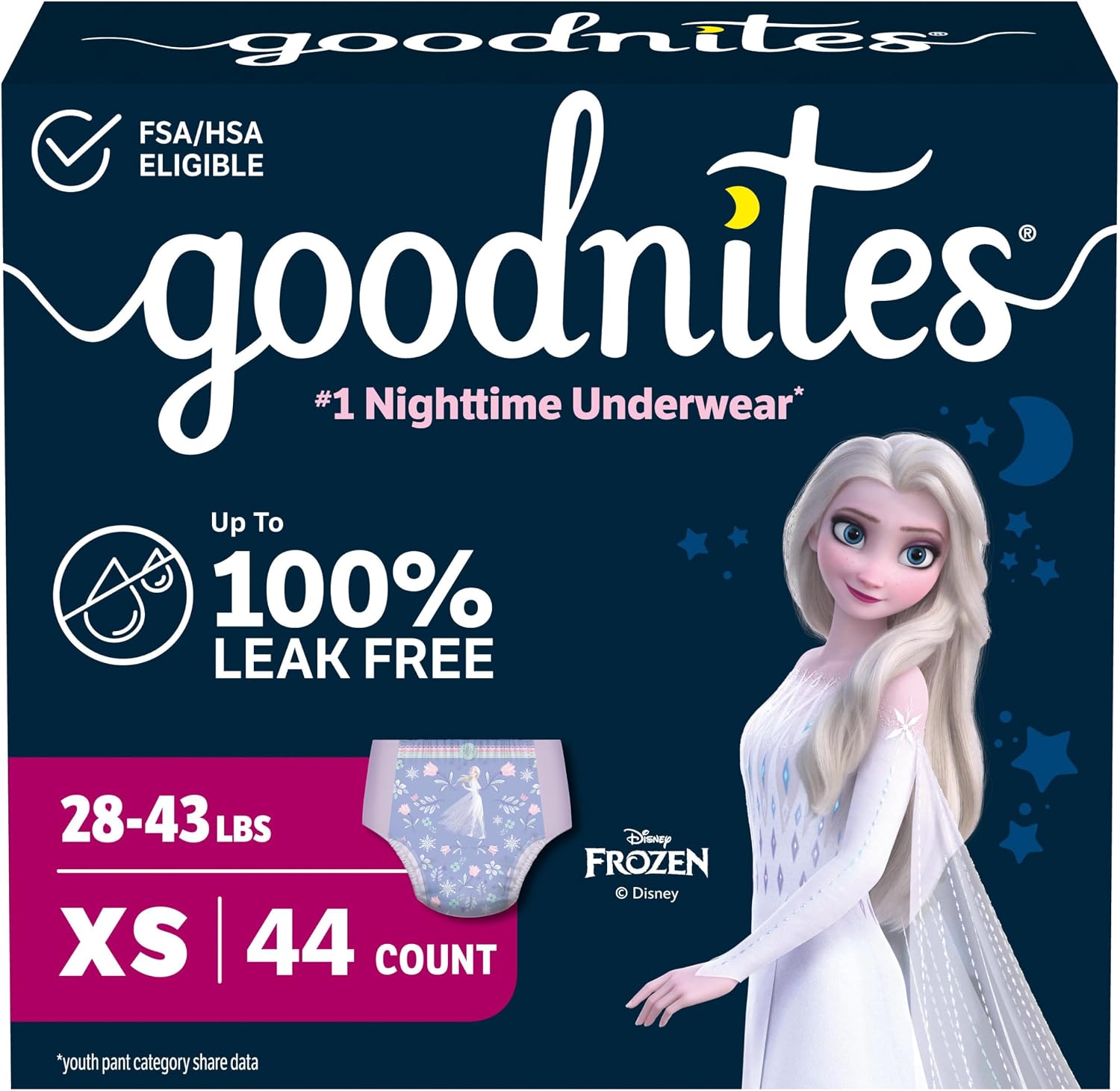 Goodnites Girls' Nighttime Bedwetting Underwear, Size S/M (43-68 lbs), 14 Ct, Packaging May Vary