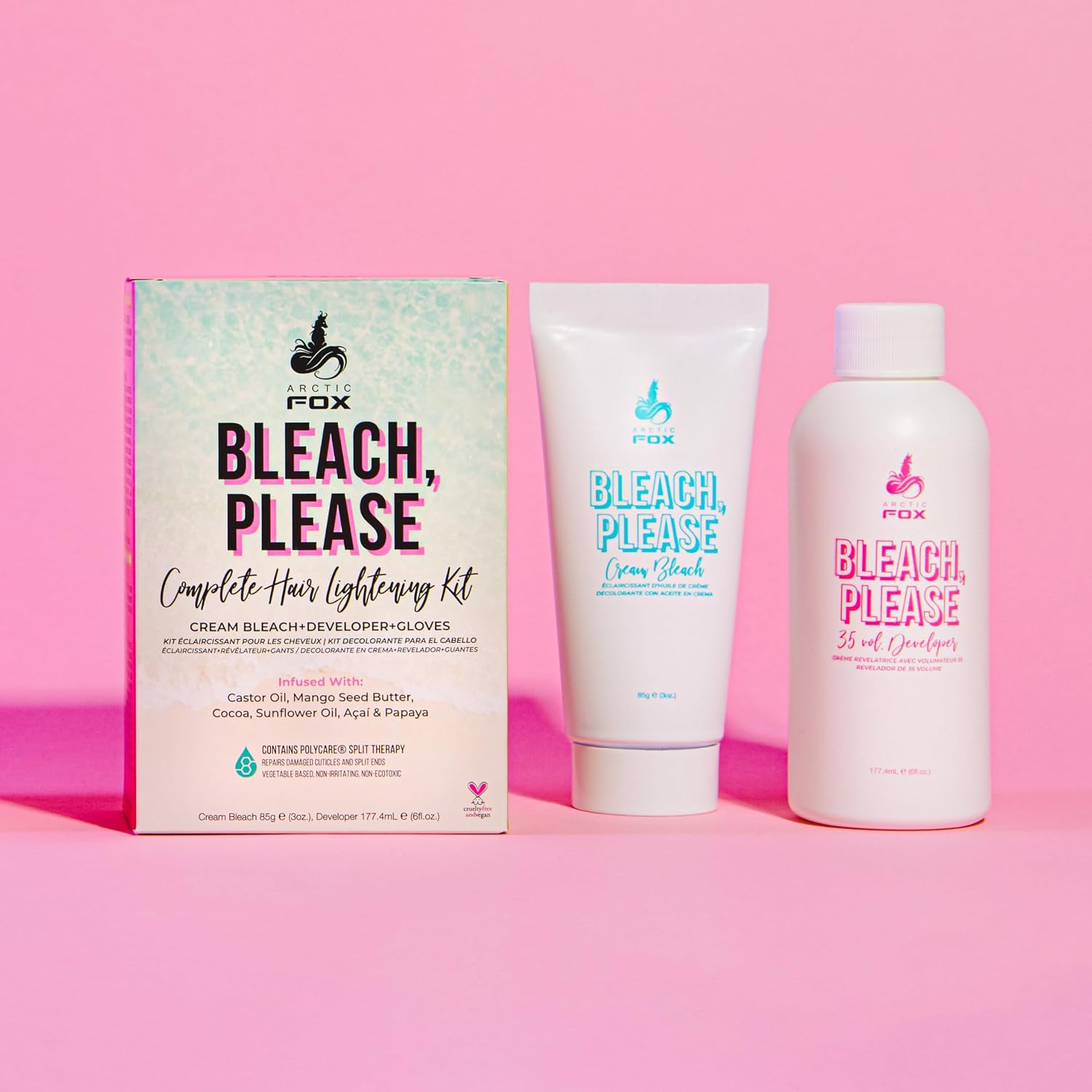 ARCTIC FOX Bleach Please Hair Bleach Kit - Vegan Cream Lightener - 6 oz Kit