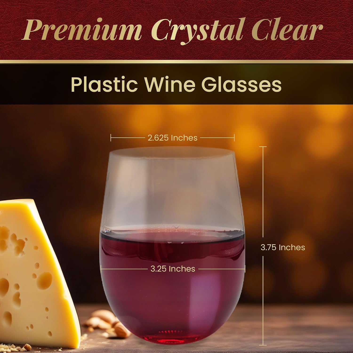 Reli. Disposable Wine Glasses (48 Pack, 12oz) | Clear | Stemless, Shatterproof | Plastic Stemless Wine Glasses Disposable | Parties, Cocktails