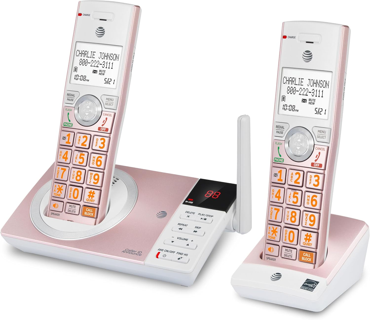 AT&T DECT 6.0 Expandable Cordless Phone with Answering System, Silver/Black with 3 Handsets