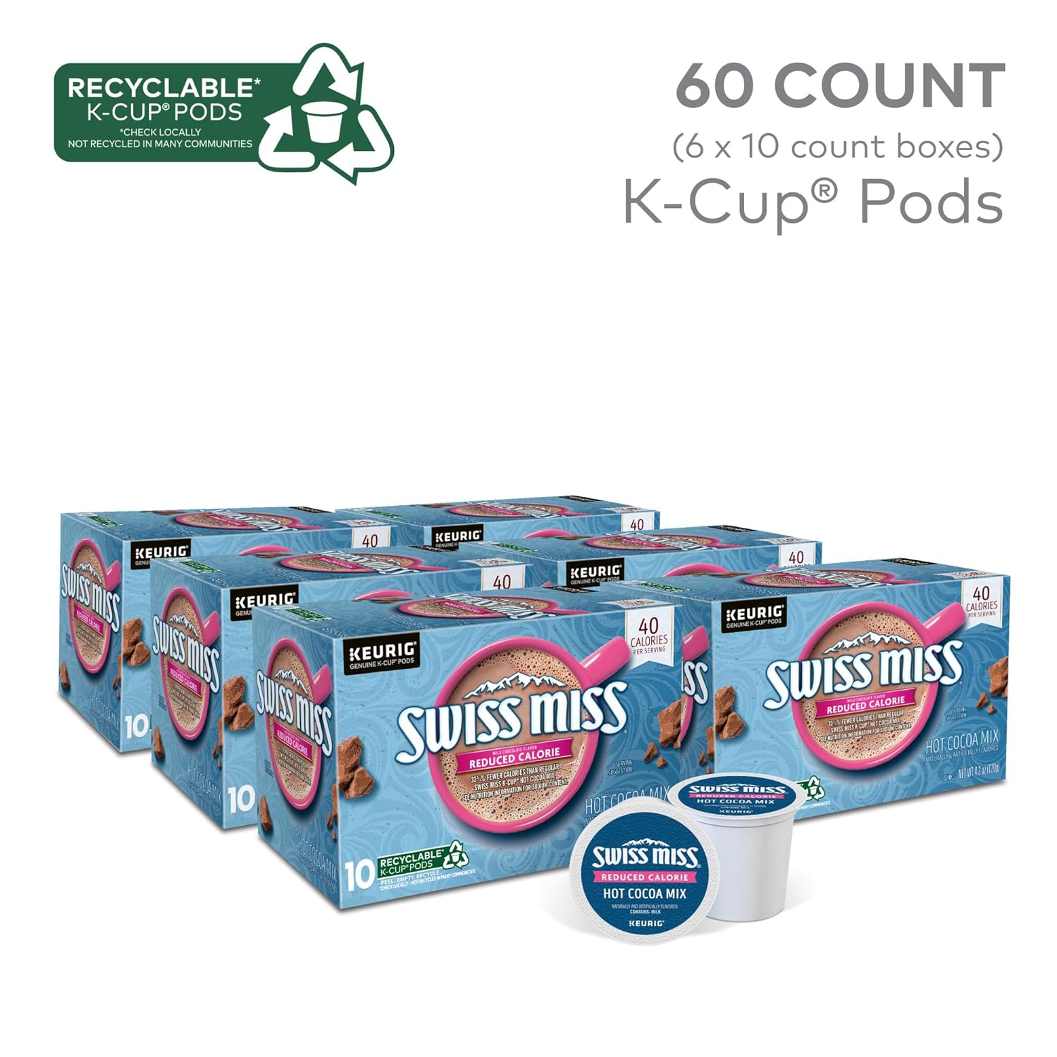 Swiss Miss Milk Chocolate Hot Cocoa Keurig Single-Serve K Cup Pods, 28 Count