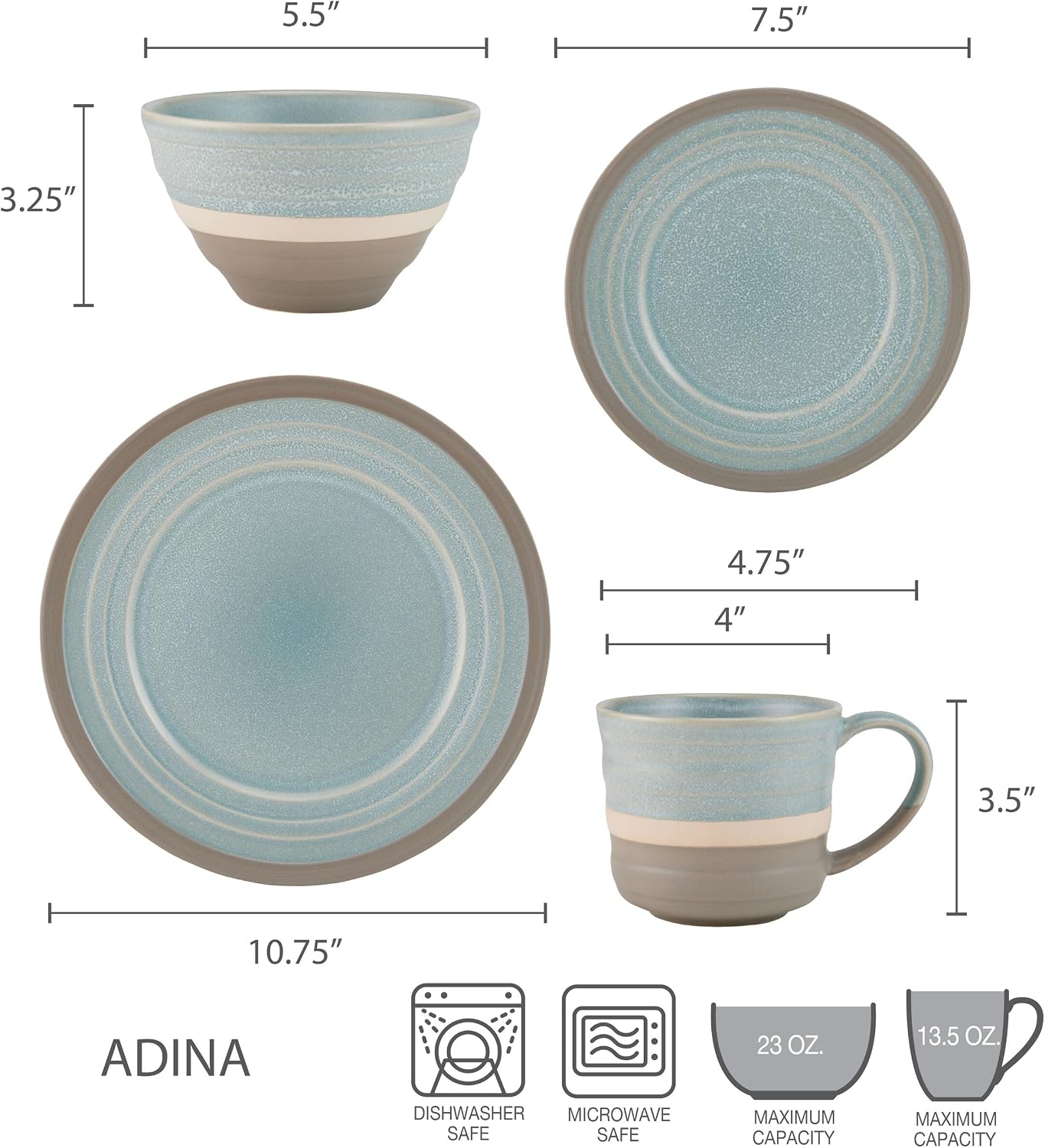 Pfaltzgraff Adina 16 Piece Dinnerware Set, Service For 4