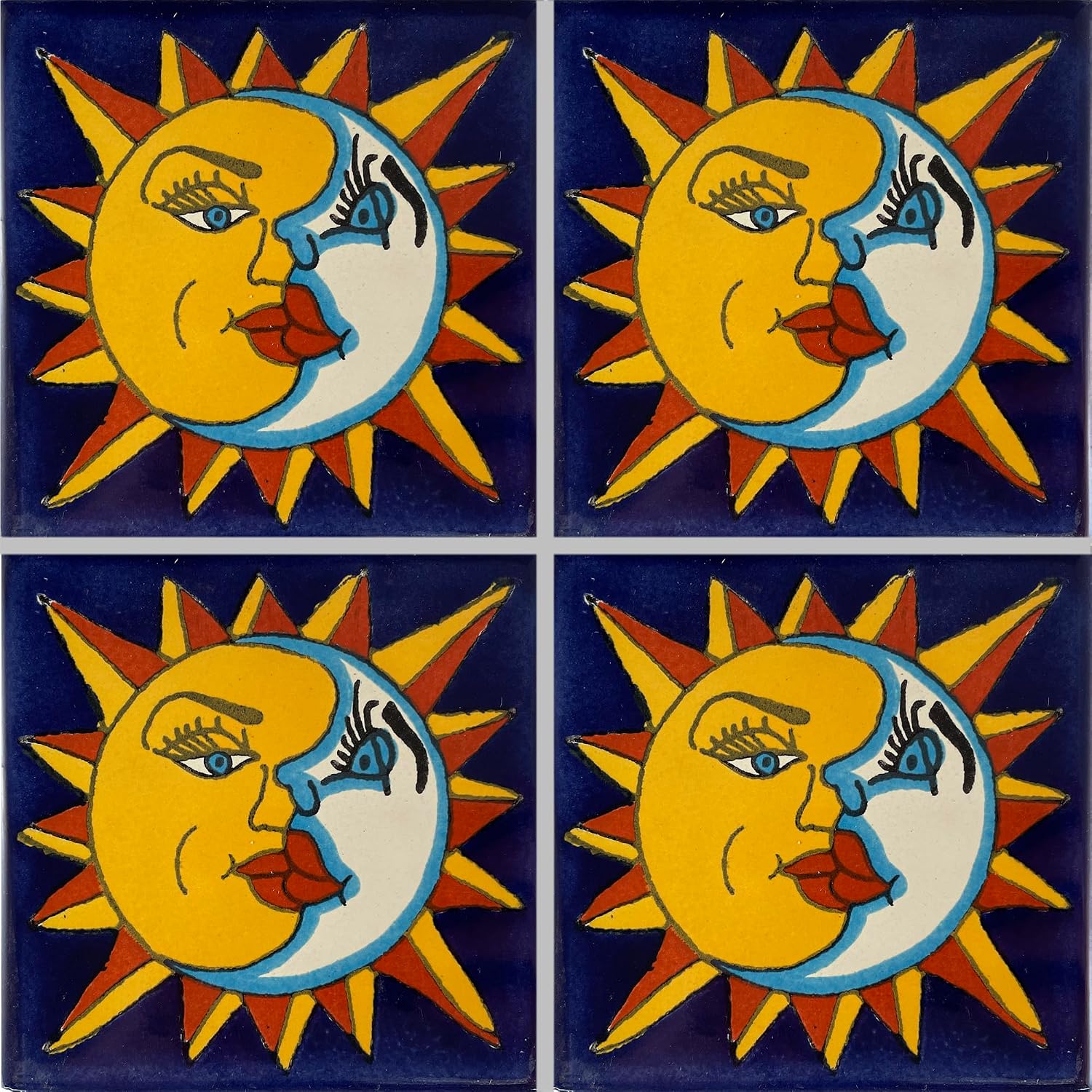 4.2x4.2 9 pcs Sun and Moon Talavera Mexican Tile
