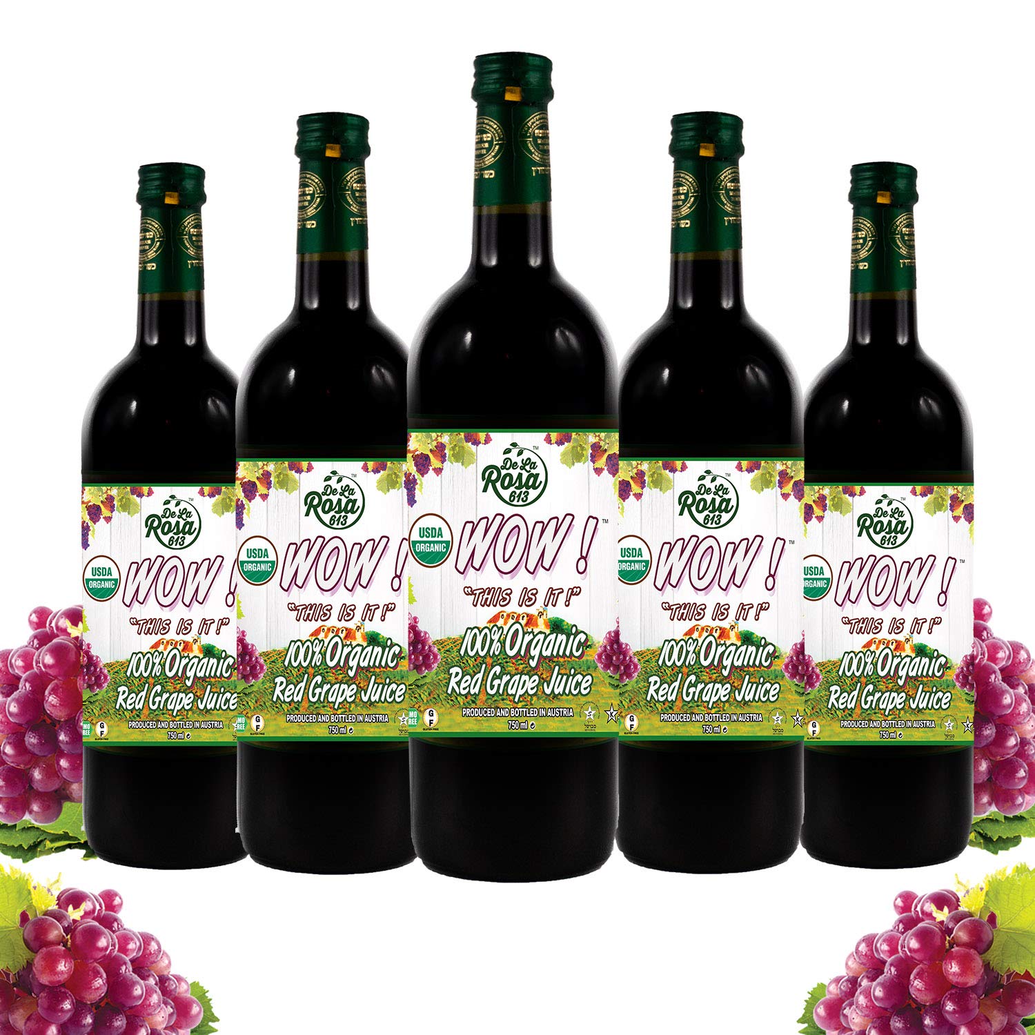 De La Rosa Organic Austrian Kosher Red Grape Juice (25.4 oz - 2pack)