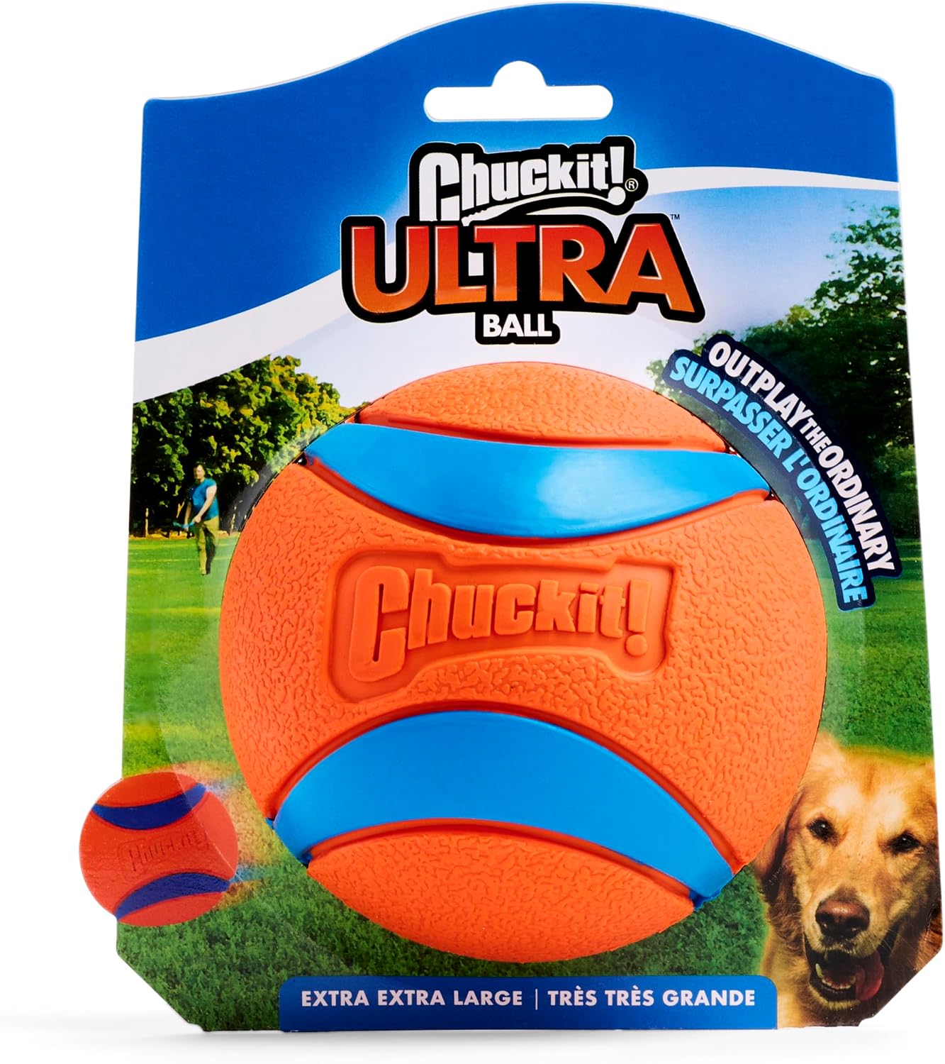 Chuckit! Ultra Ball Dog Toy - Size Large - For Dogs 60-100 lbs - Made from Durable Rubber - Super Bouncy - Floats in Water - 3-inch Diameter - Pack of 1