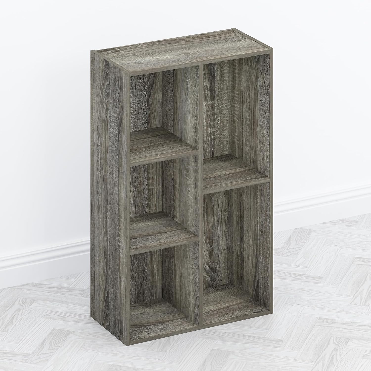 Furinno Moretti 3-Tier Metal Frame TV Stand, French Oak Grey