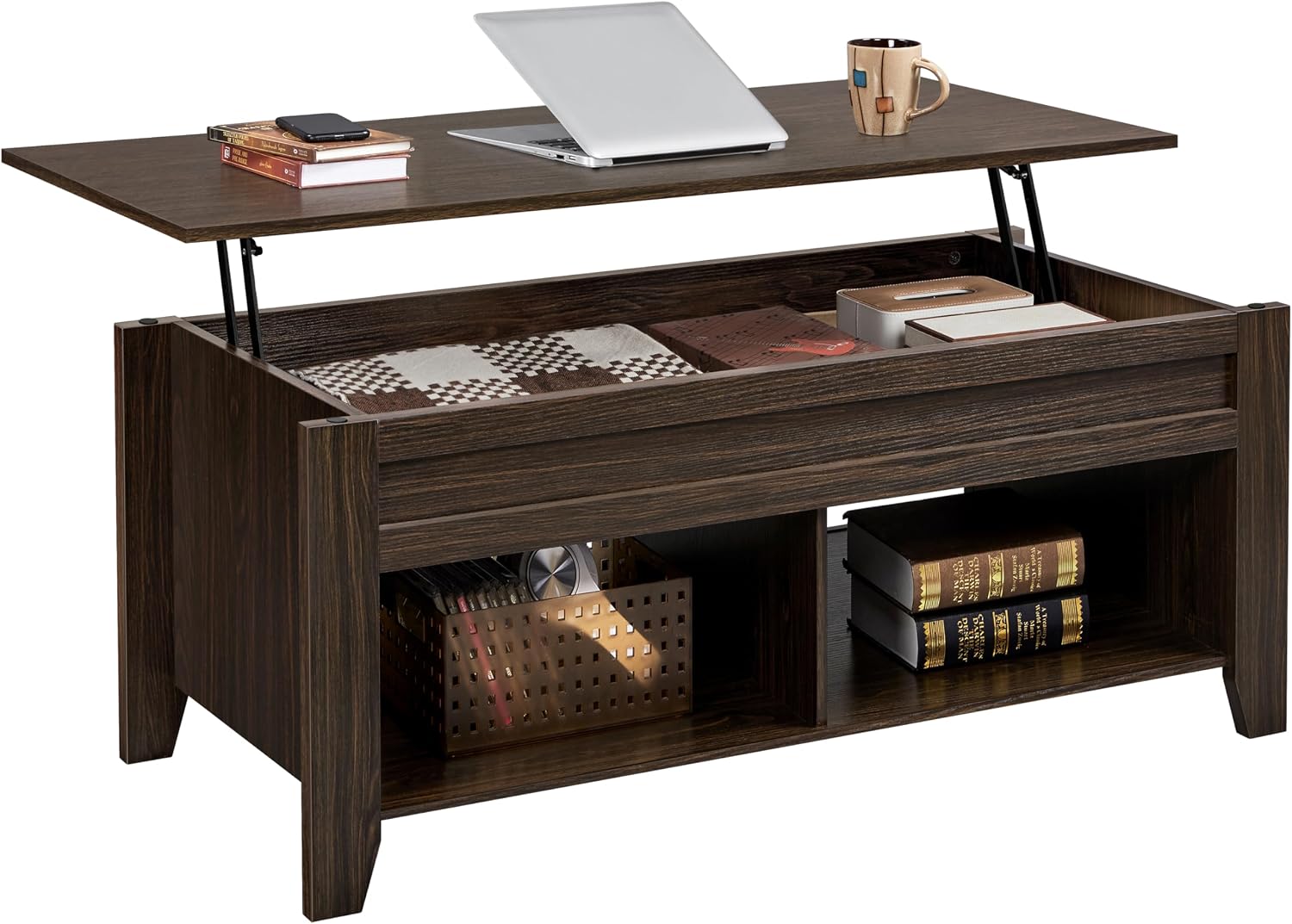 Yaheetech Lift Top Coffee Table with Hidden Storage Compartment Gray 47.5in