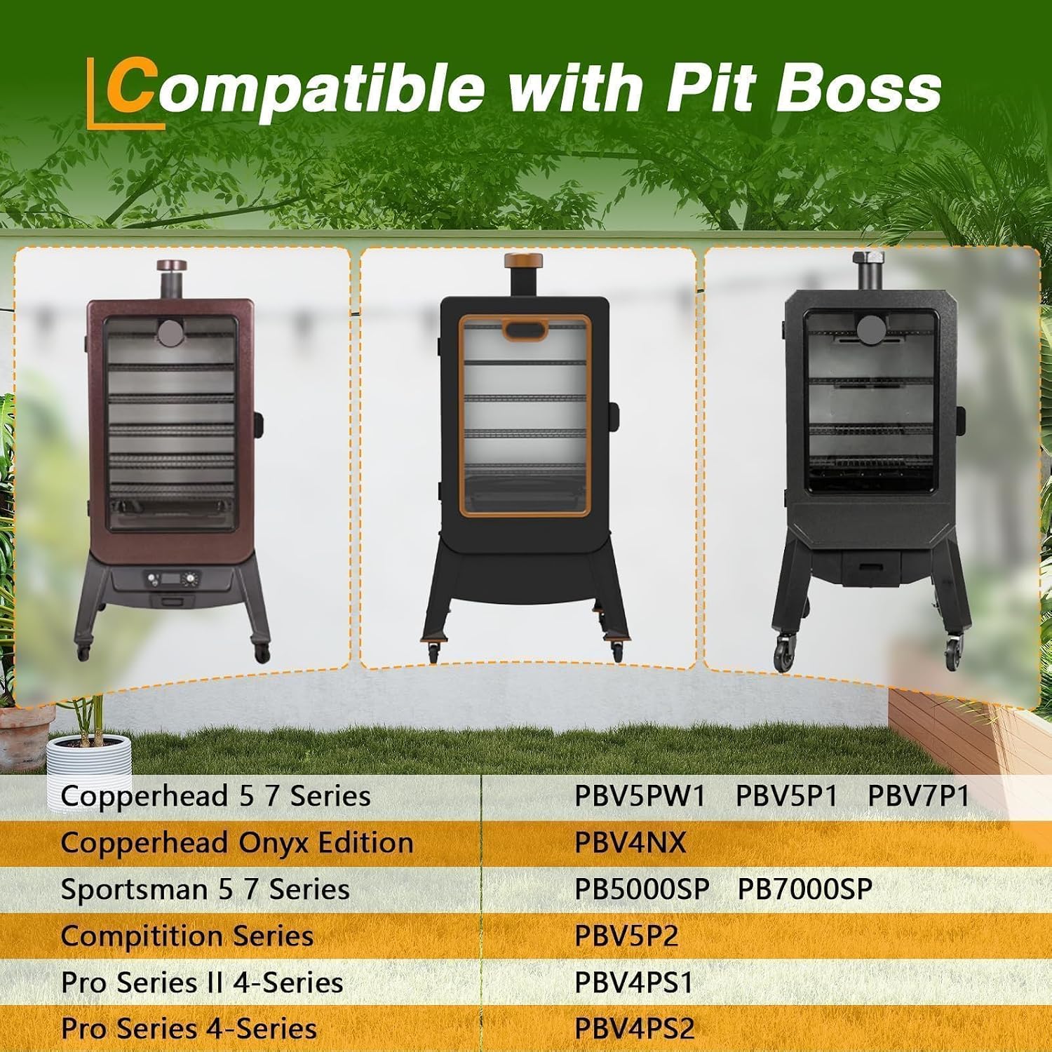 EVRBUL Wood Pellet Smoker Cover Fits for Pit Boss Copperhead Sportsman 5 7 Series, Vertical Smoker Cover Fits for PBV5PW1, PBV5P1, PBV7P1, PB5000SP