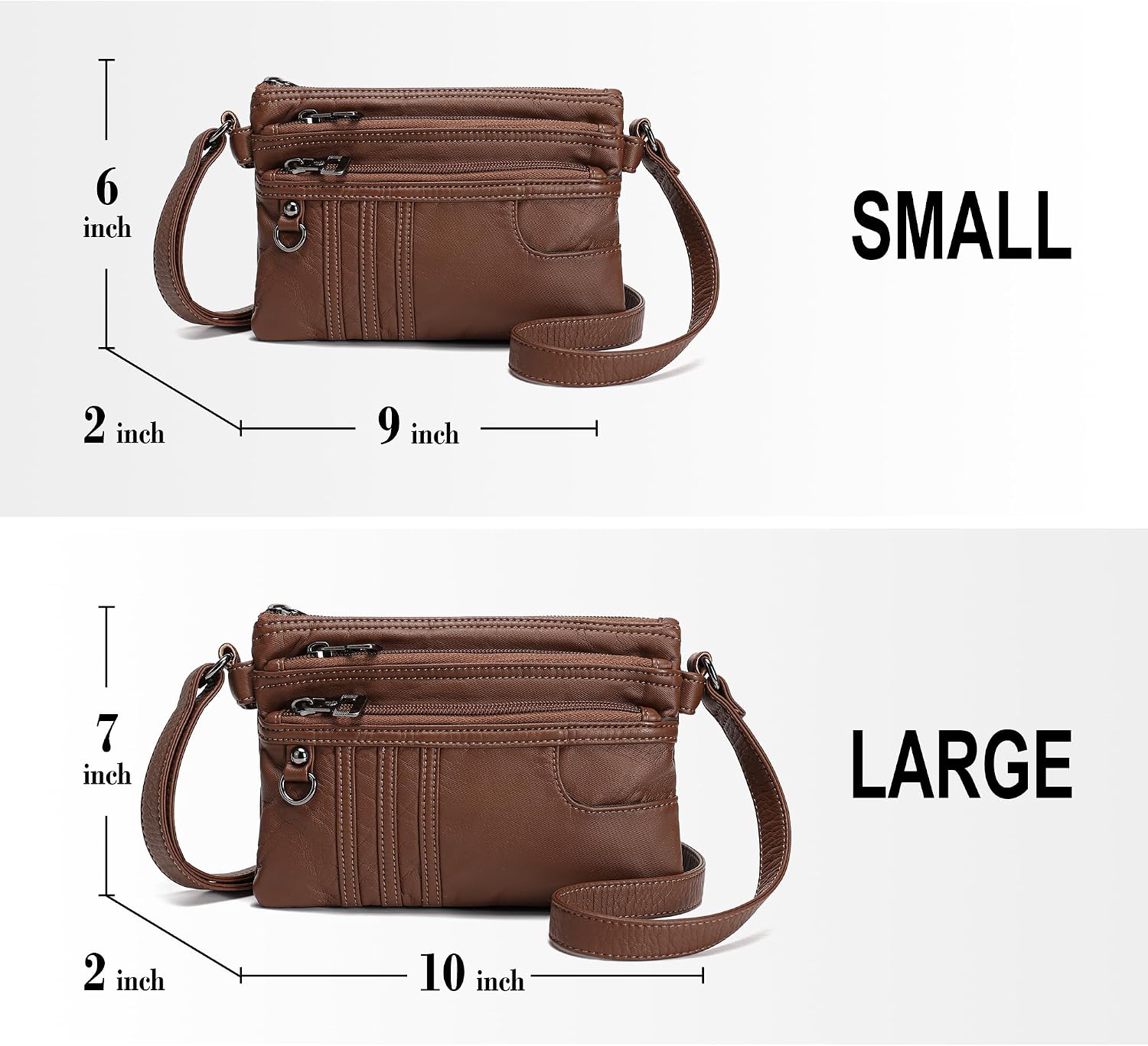 MINICAT Multi Pocket Small Crossbody Purses for Women Everyday Shoulder Bag | Lightweight Organizer, Cross body Bag with Multiple Zipper Pockets, Vegan Leather, Phone Purse for Travel Casual Daily