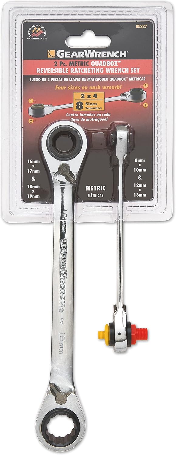 GEARWRENCH QuadBox Reversible Ratcheting Metric Wrench Set 2 Pc., 12 Point - 85227